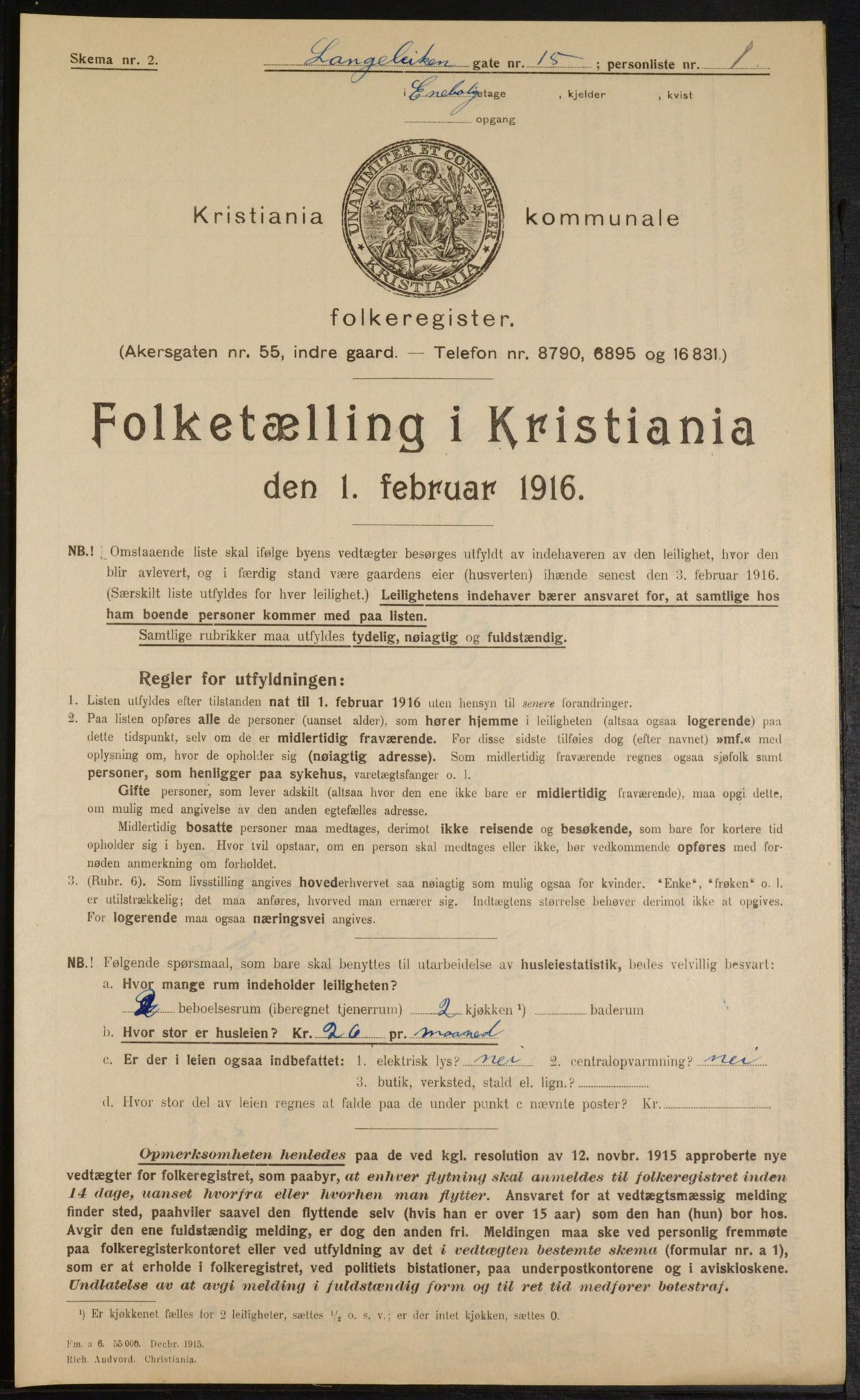 OBA, Municipal Census 1916 for Kristiania, 1916, p. 58370