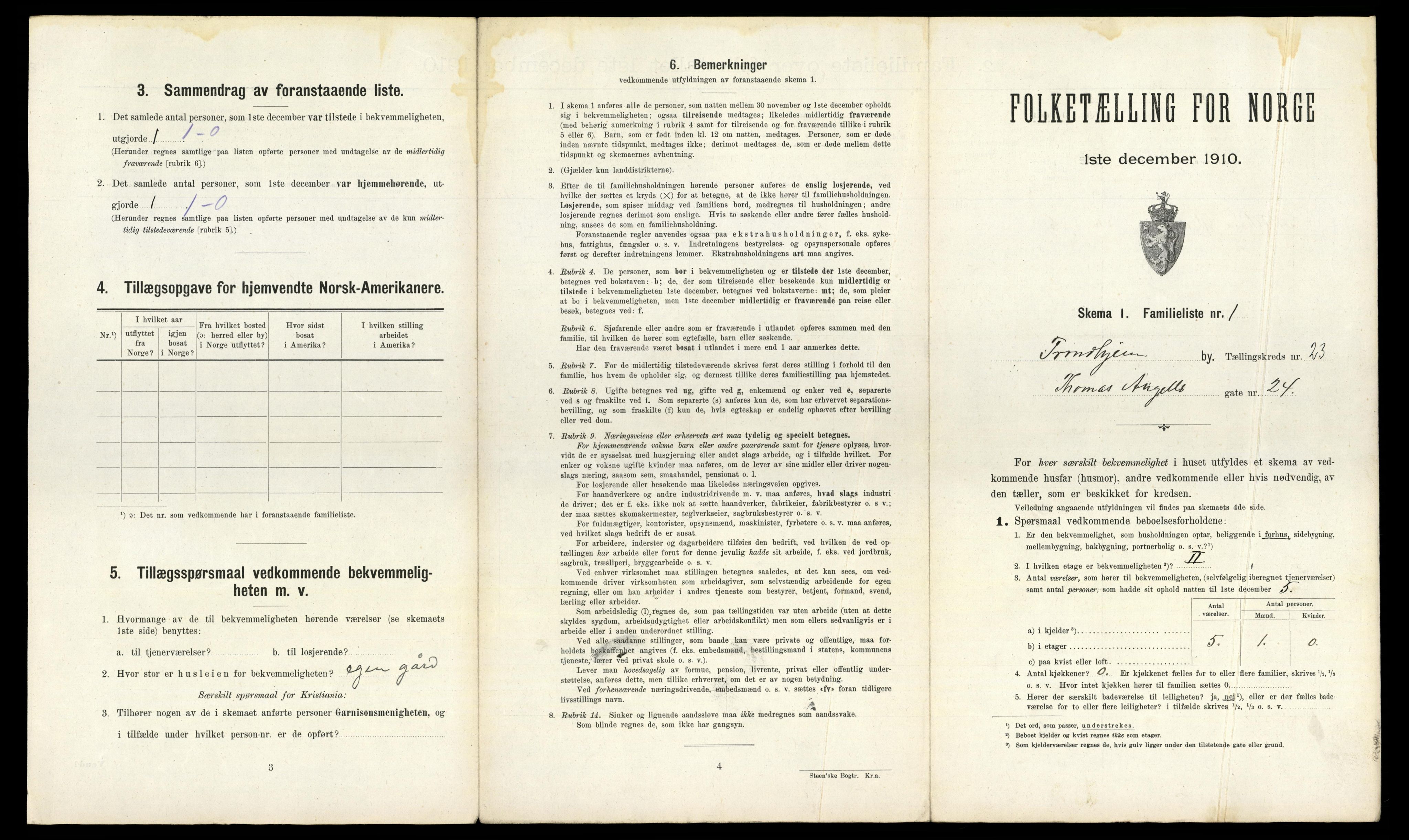 RA, 1910 census for Trondheim, 1910, p. 6395