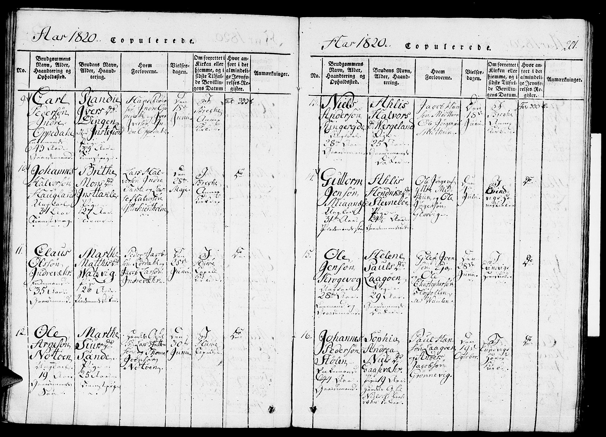 Gulen sokneprestembete, AV/SAB-A-80201/H/Haa/Haaa/L0018: Parish register (official) no. A 18, 1816-1825, p. 201