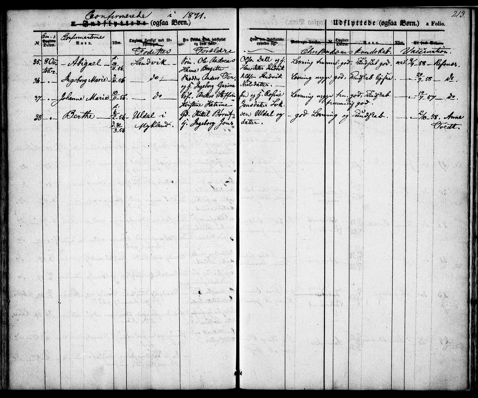 Hisøy sokneprestkontor, AV/SAK-1111-0020/F/Fa/L0001: Parish register (official) no. A 1, 1849-1871, p. 213