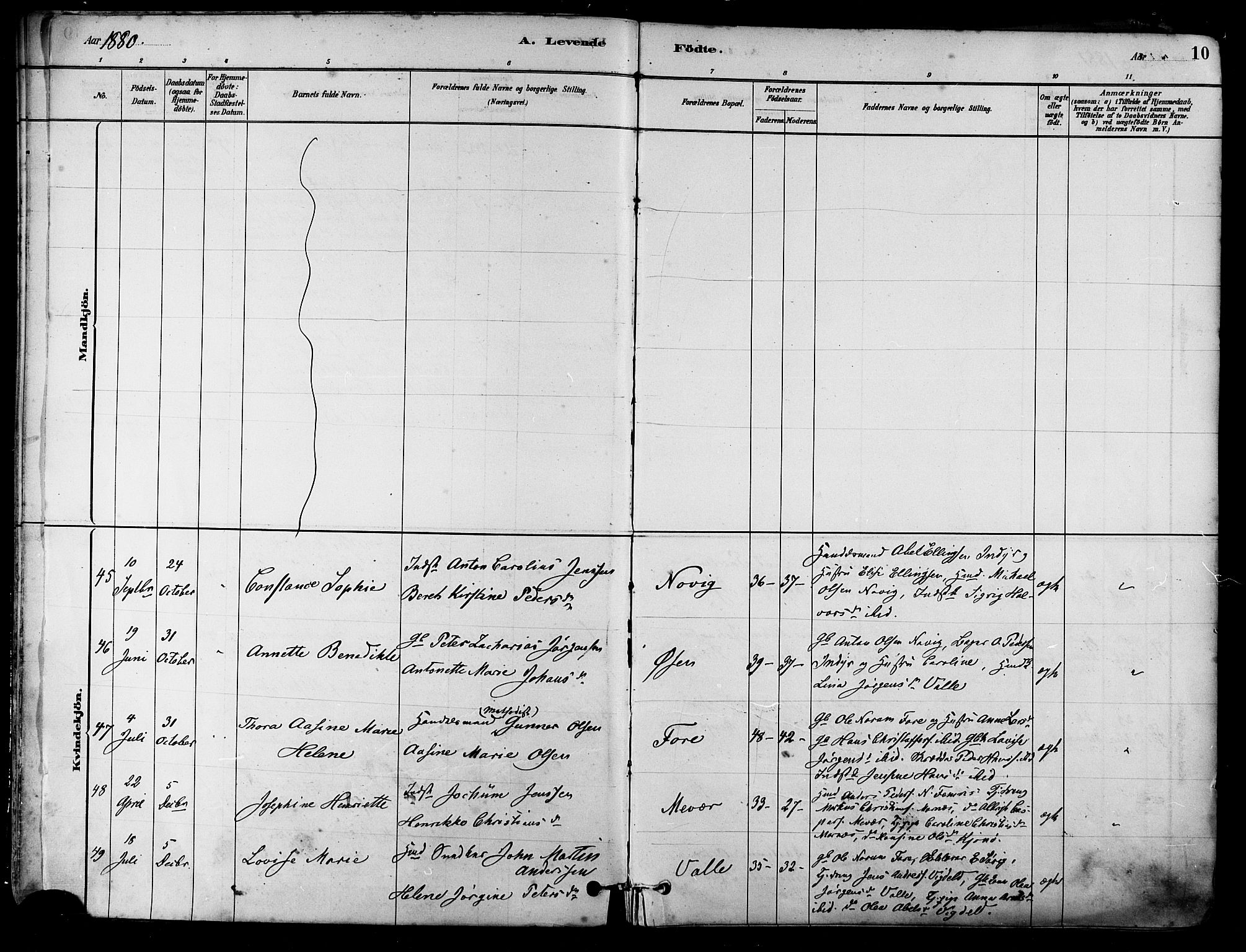 Ministerialprotokoller, klokkerbøker og fødselsregistre - Nordland, AV/SAT-A-1459/805/L0099: Parish register (official) no. 805A06, 1880-1891, p. 10