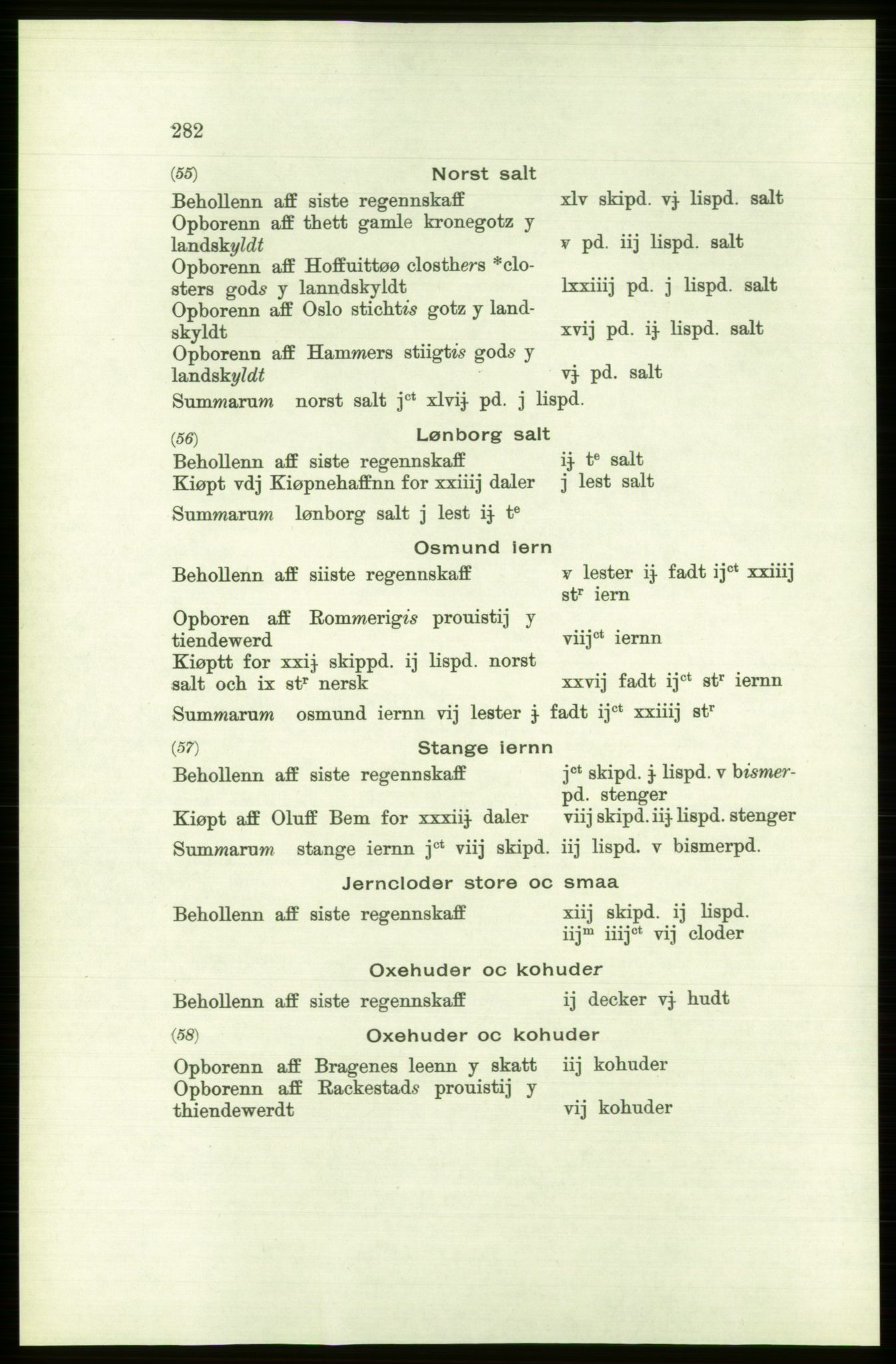 Publikasjoner utgitt av Arkivverket, PUBL/PUBL-001/C/0001: Bind 1: Rekneskap for Akershus len 1557-1558, 1557-1558, p. 282