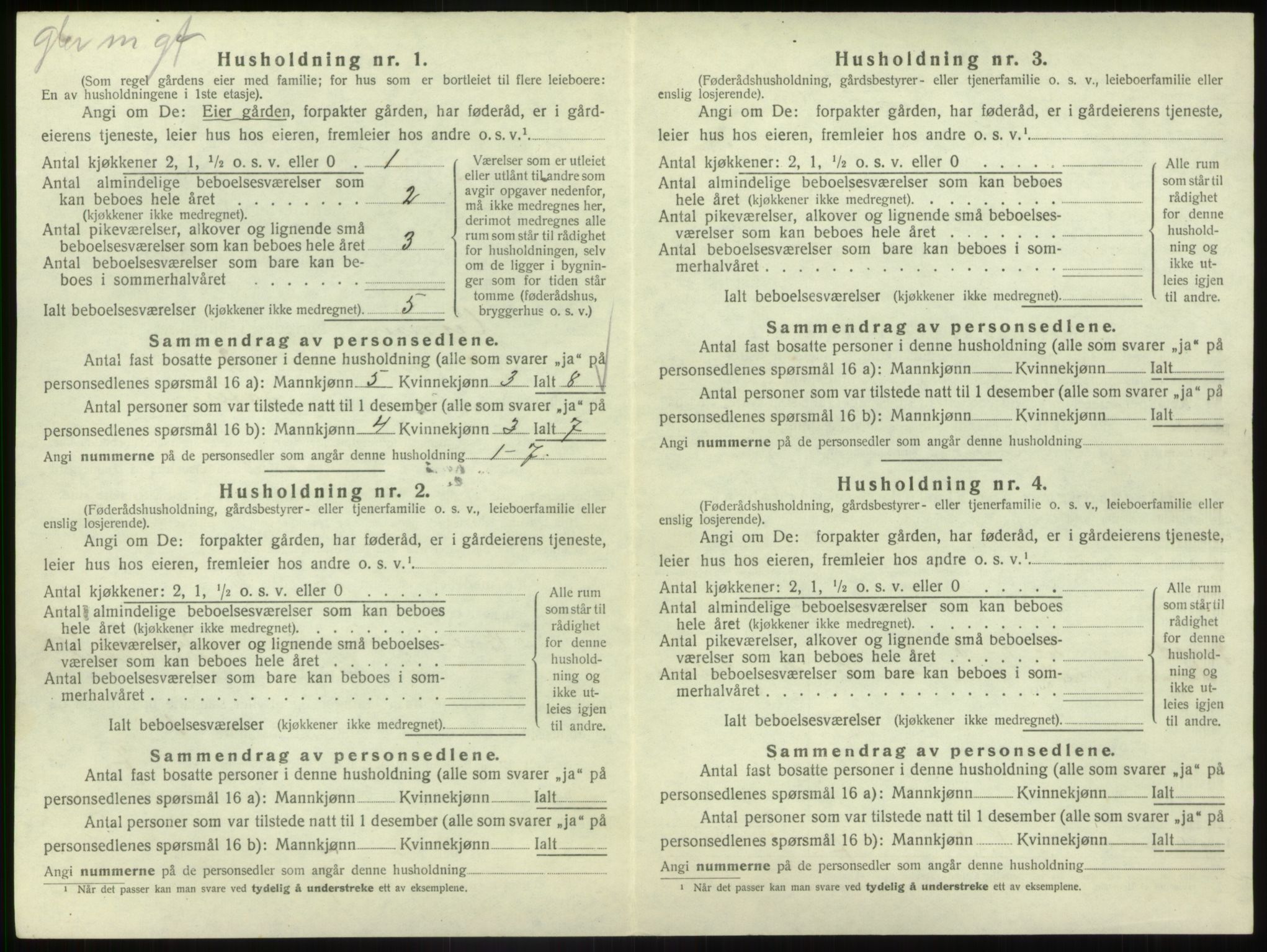 SAB, 1920 census for Vevring, 1920, p. 301