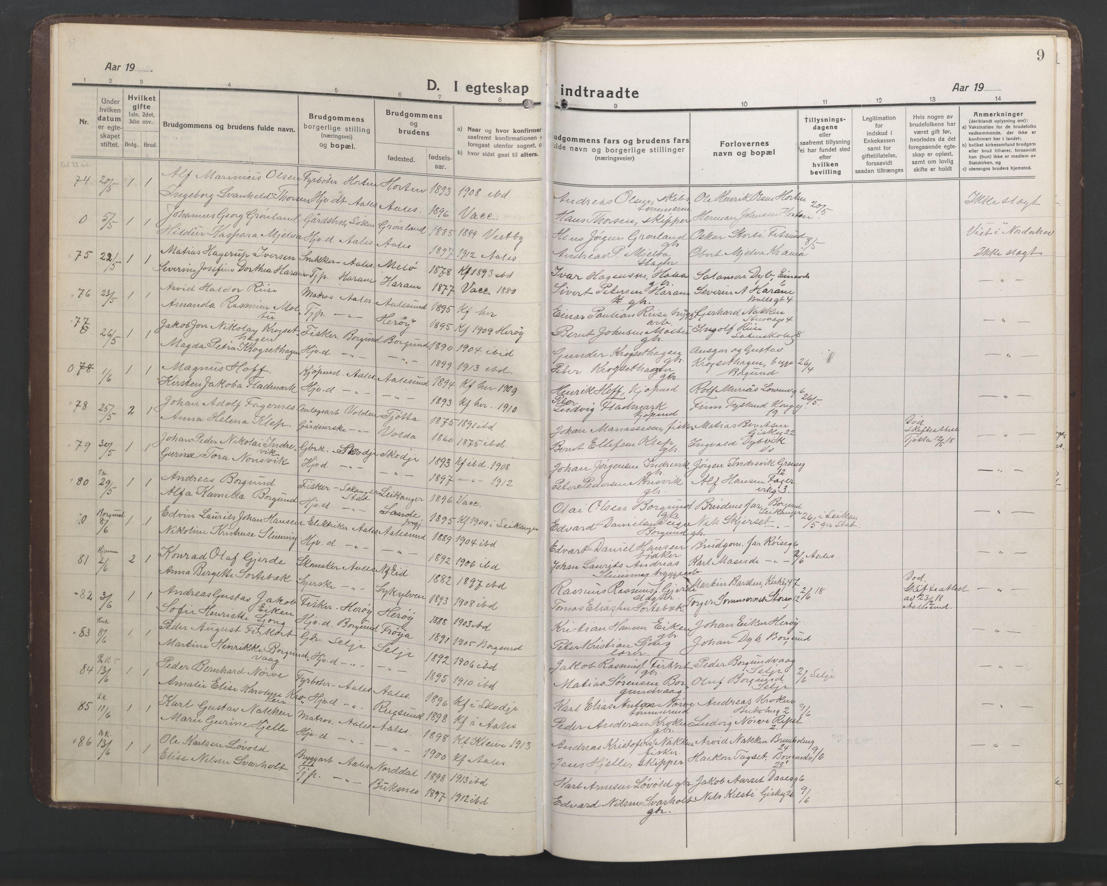 Ministerialprotokoller, klokkerbøker og fødselsregistre - Møre og Romsdal, AV/SAT-A-1454/529/L0473: Parish register (copy) no. 529C10, 1918-1941, p. 9