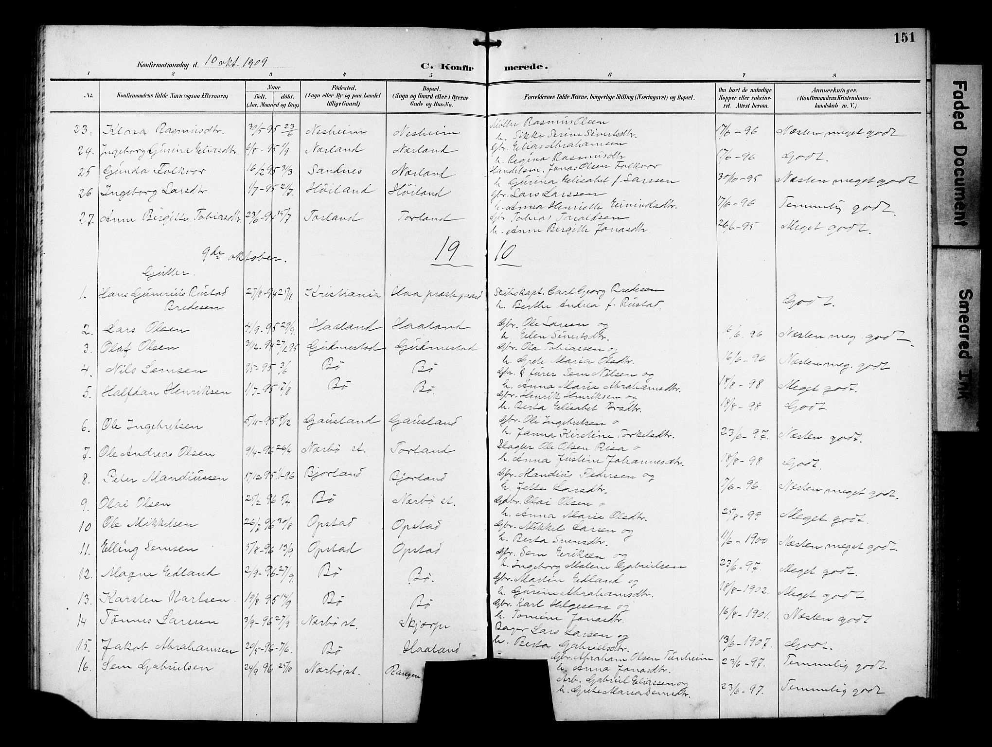 Hå sokneprestkontor, AV/SAST-A-101801/001/30BB/L0005: Parish register (copy) no. B 5, 1894-1912, p. 151