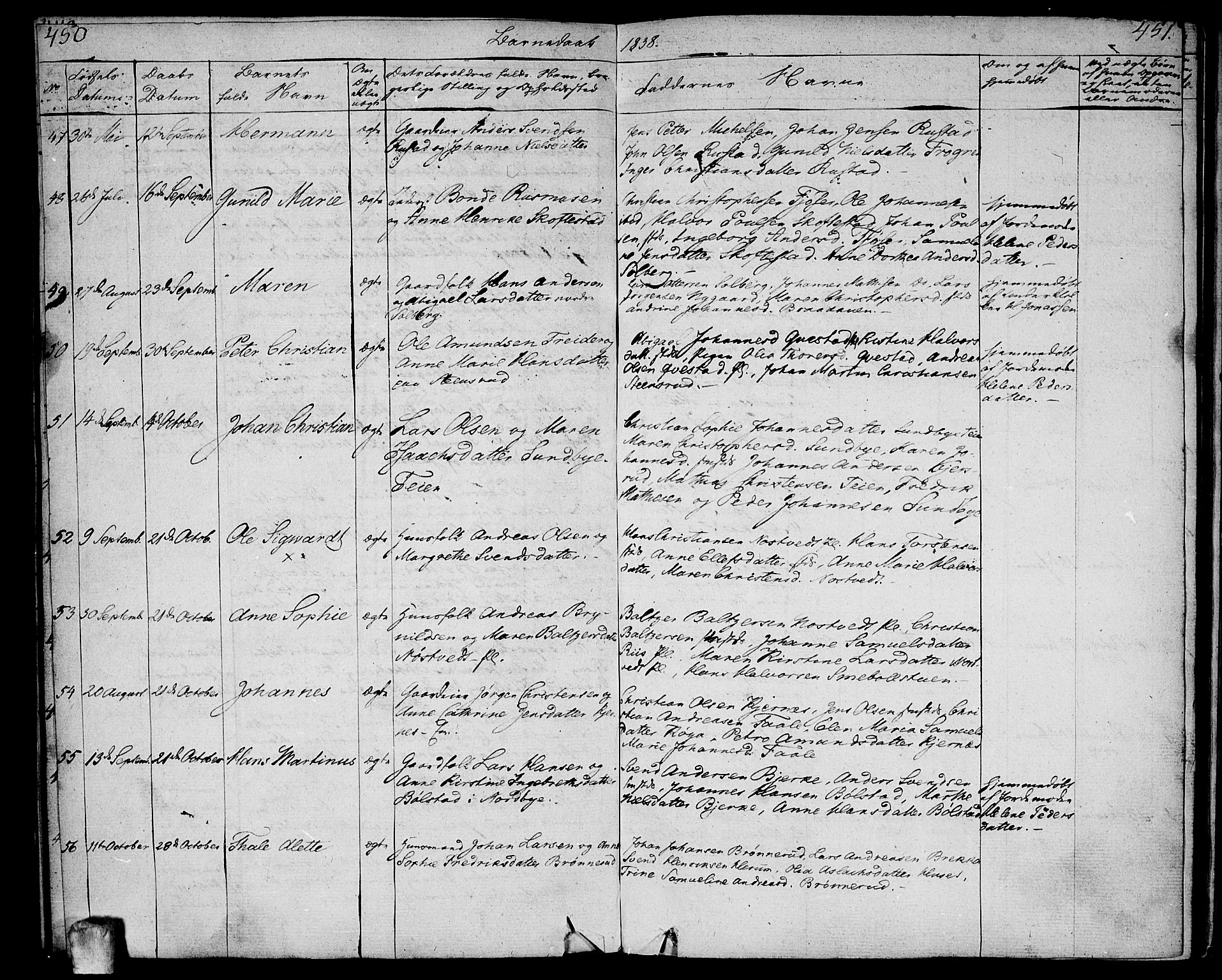 Ås prestekontor Kirkebøker, AV/SAO-A-10894/F/Fa/L0005: Parish register (official) no. I 5, 1827-1840, p. 450-451