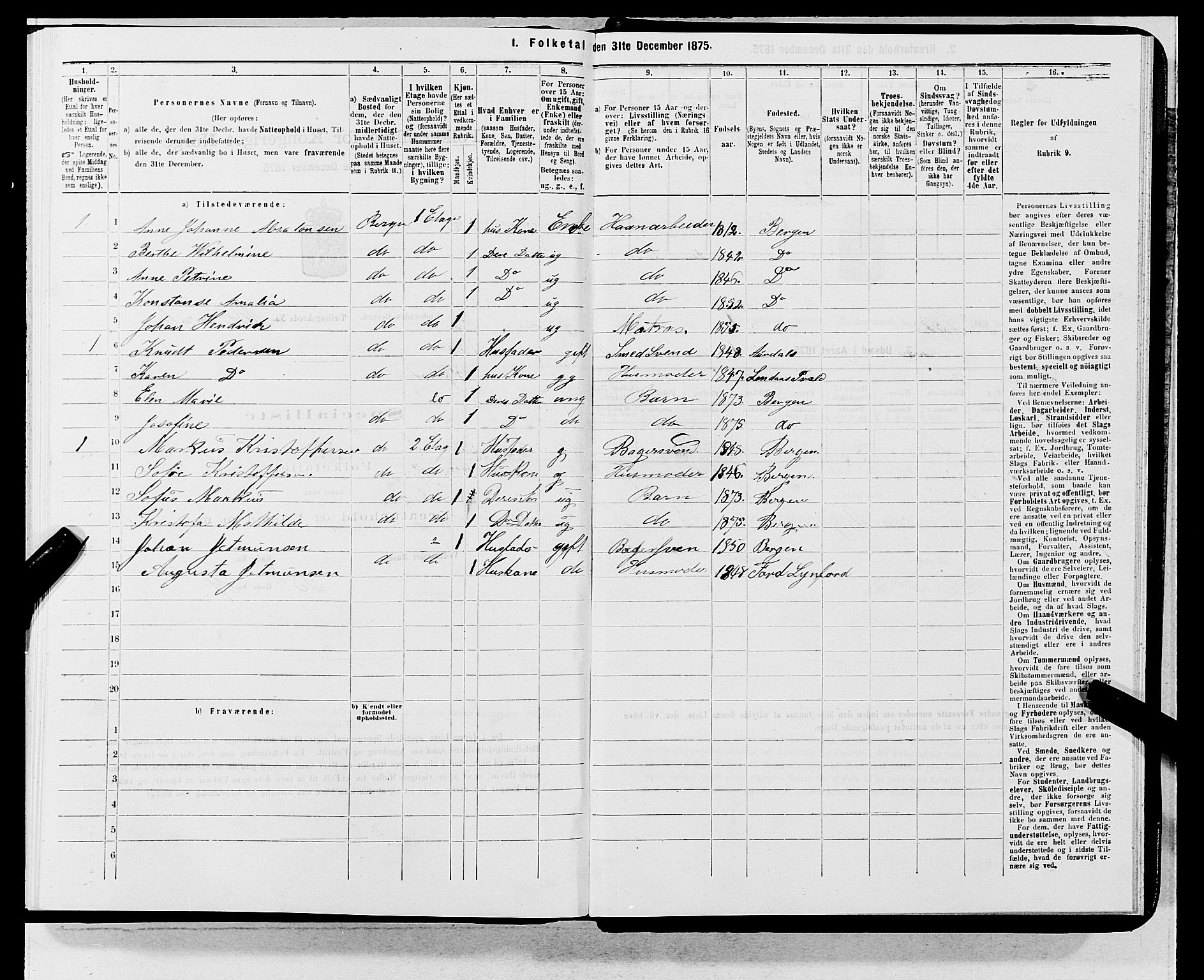 SAB, 1875 census for 1301 Bergen, 1875, p. 5406