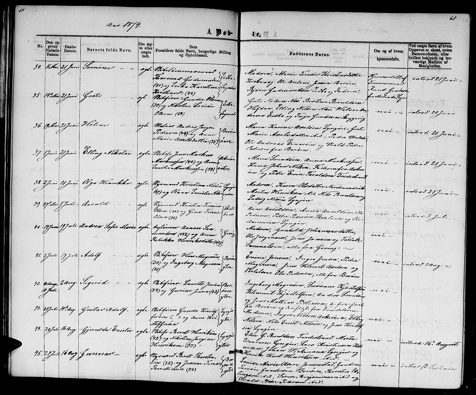 Dypvåg sokneprestkontor, AV/SAK-1111-0007/F/Fb/Fba/L0012: Parish register (copy) no. B 12, 1872-1886, p. 60-61