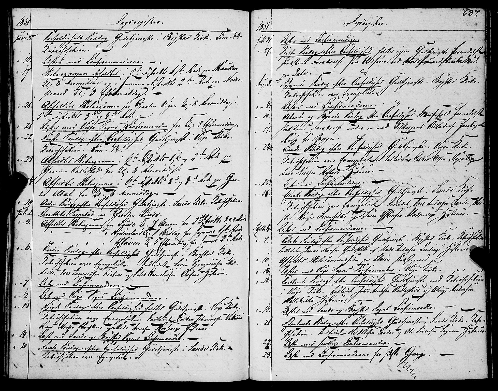 Gaular sokneprestembete, AV/SAB-A-80001/H/Haa: Parish register (official) no. A 4II, 1841-1859, p. 637