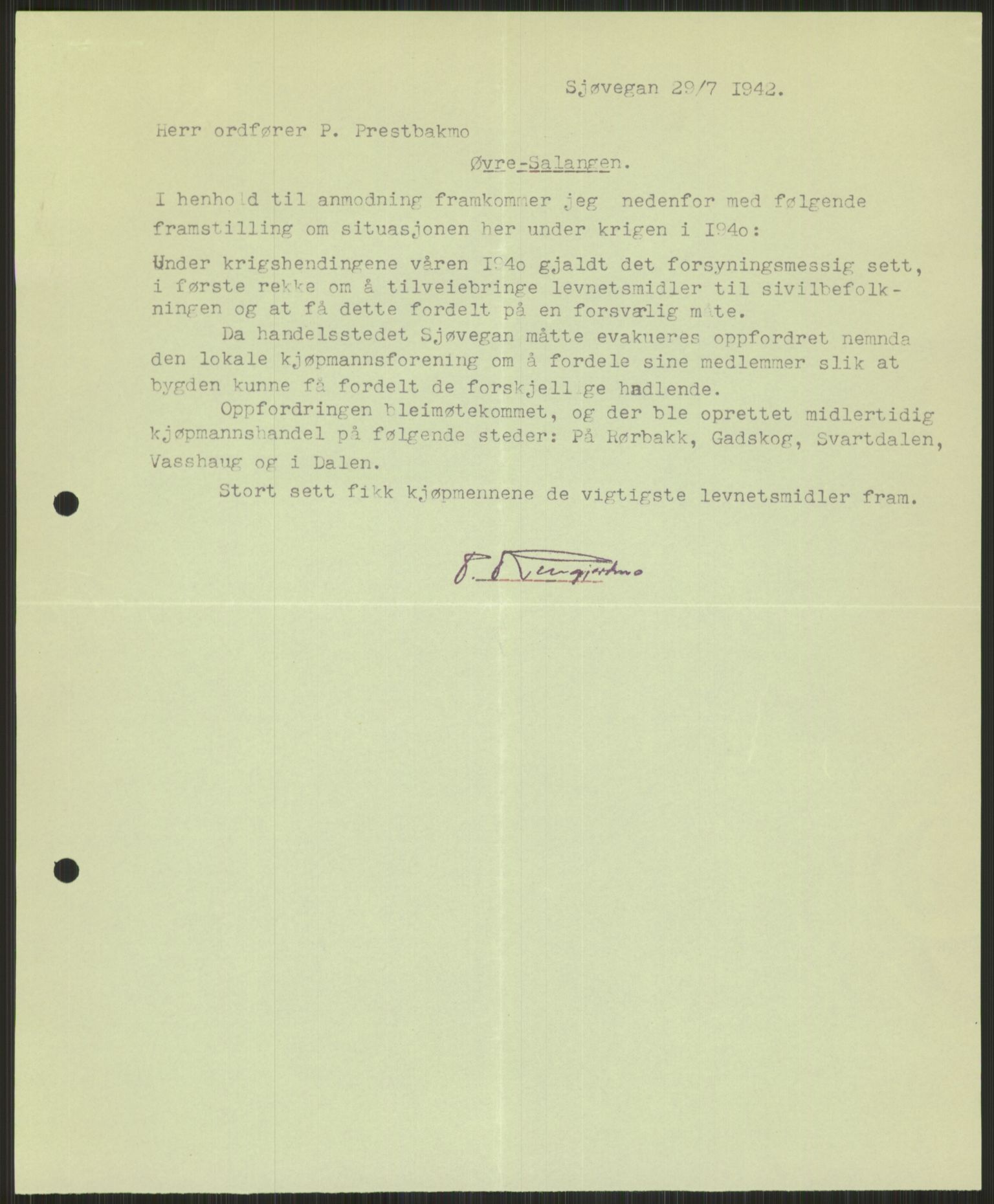 Forsvaret, Forsvarets krigshistoriske avdeling, AV/RA-RAFA-2017/Y/Ya/L0017: II-C-11-31 - Fylkesmenn.  Rapporter om krigsbegivenhetene 1940., 1940, p. 639