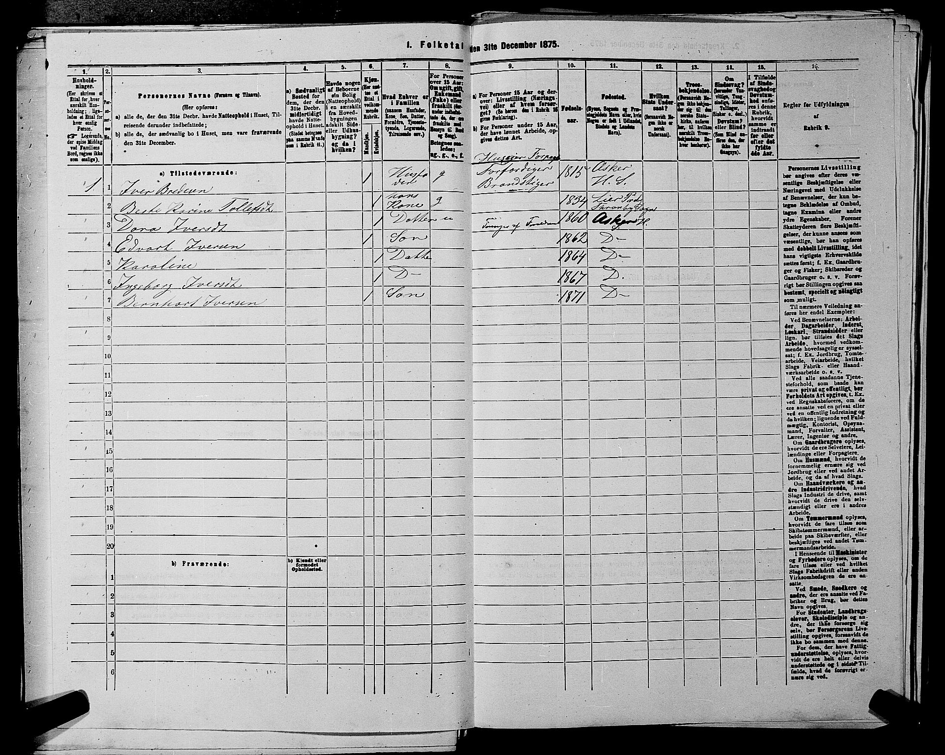 RA, 1875 census for 0220P Asker, 1875, p. 422