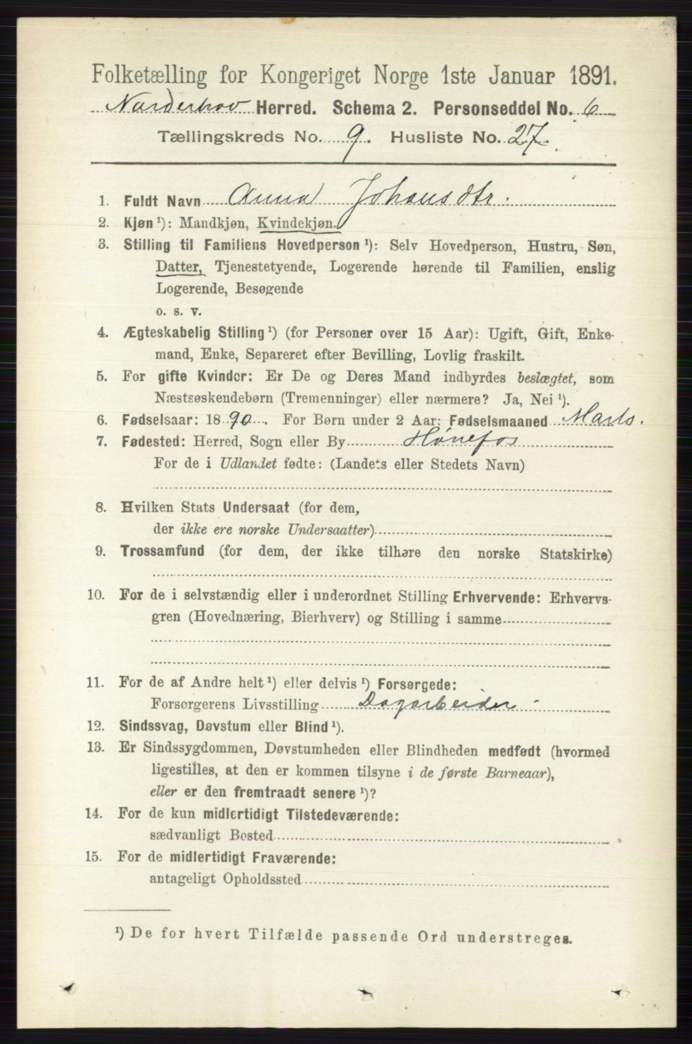 RA, 1891 census for 0613 Norderhov, 1891, p. 6770