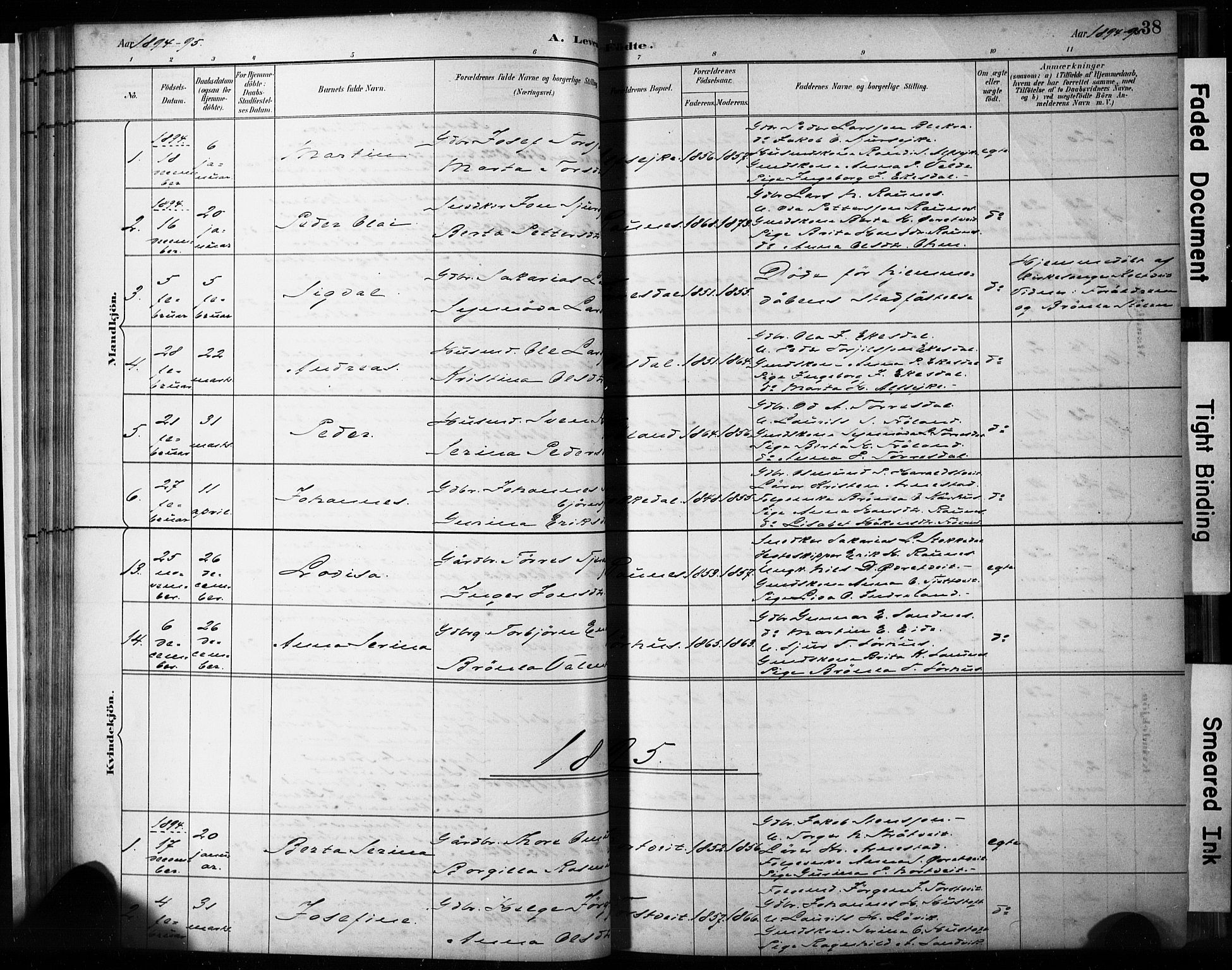 Skjold sokneprestkontor, AV/SAST-A-101847/H/Ha/Haa/L0009: Parish register (official) no. A 9, 1882-1898, p. 38