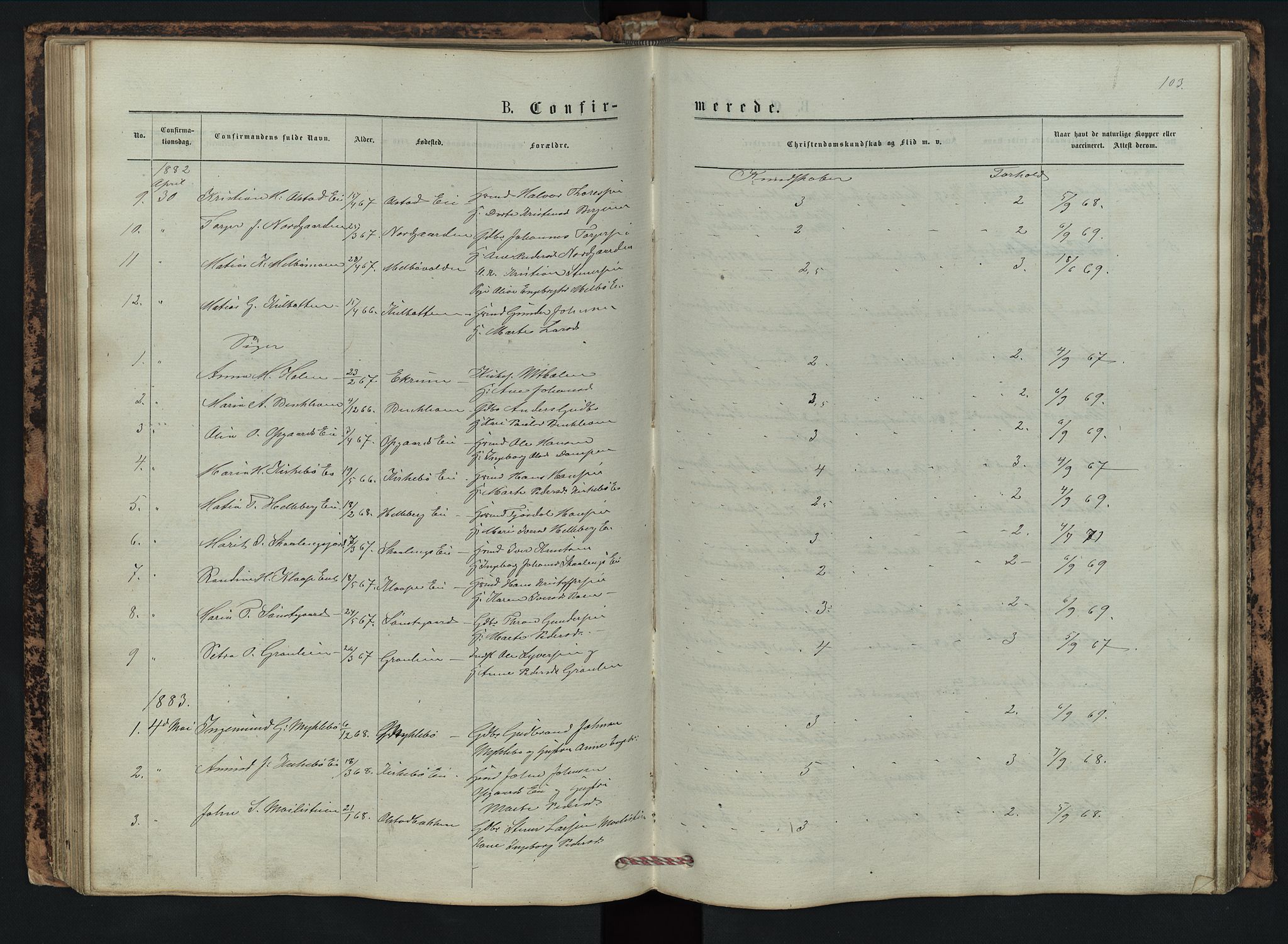 Vestre Gausdal prestekontor, AV/SAH-PREST-094/H/Ha/Hab/L0002: Parish register (copy) no. 2, 1874-1897, p. 103