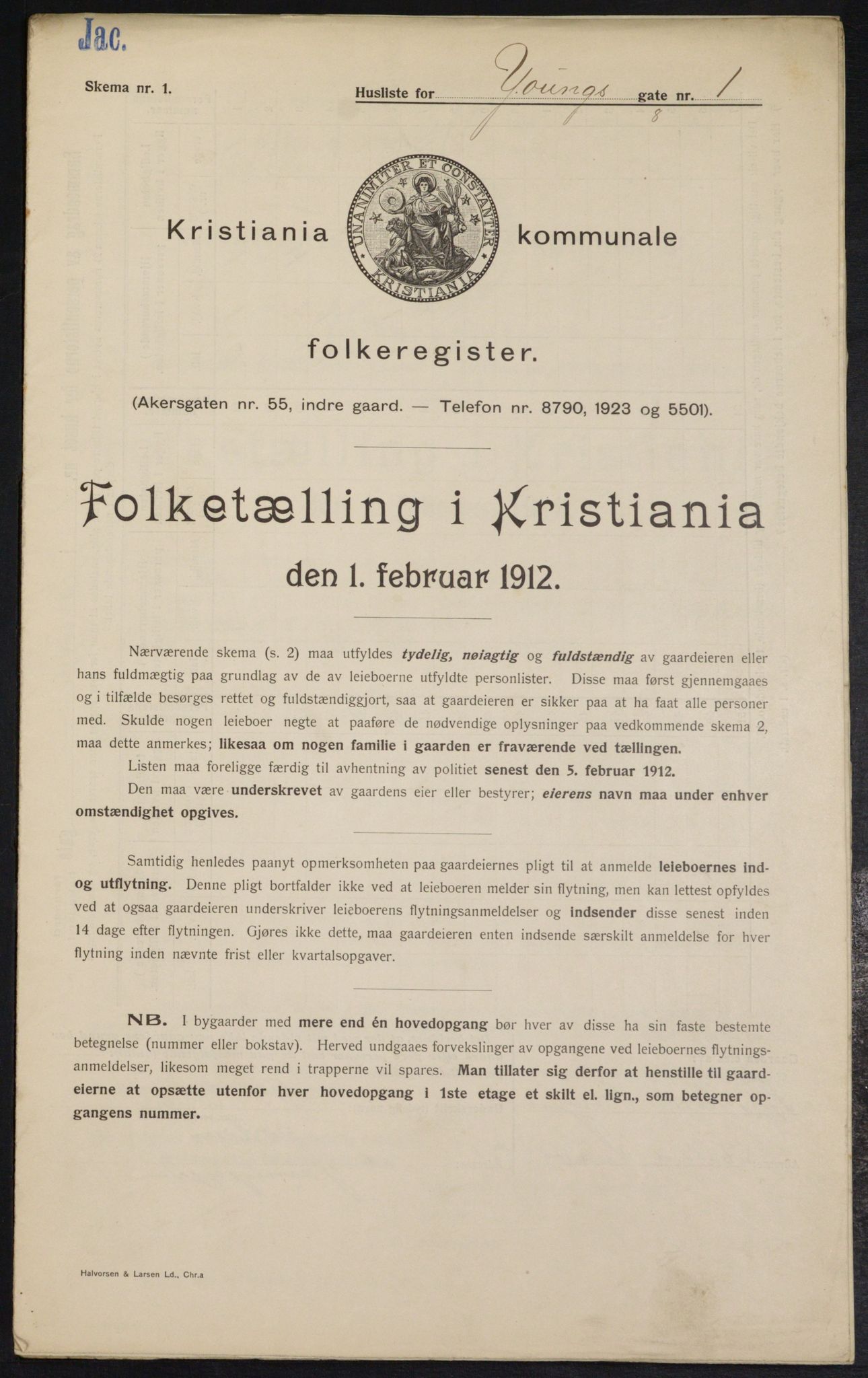 OBA, Municipal Census 1912 for Kristiania, 1912, p. 128476