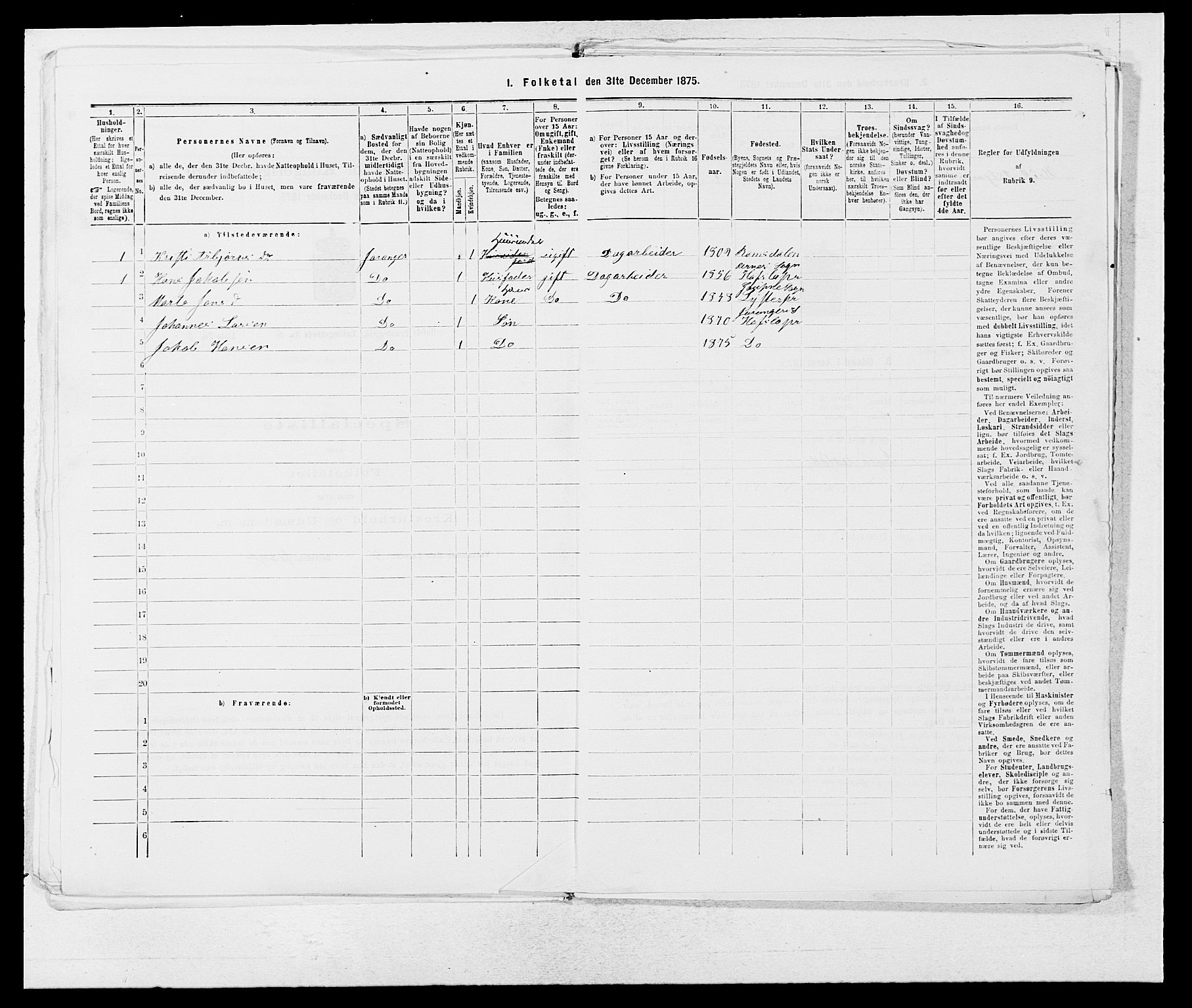 SAB, 1875 census for 1425P Hafslo, 1875, p. 693