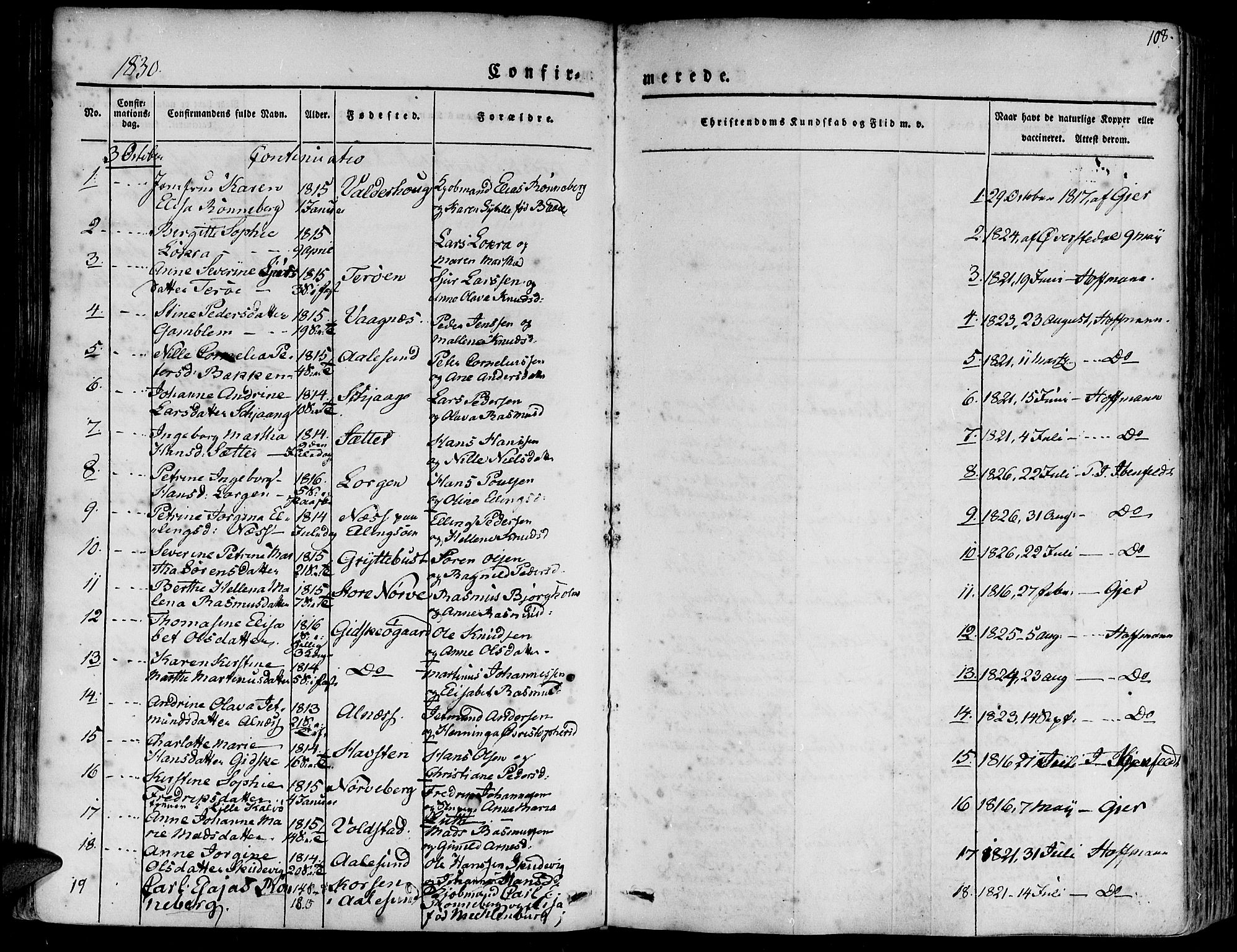 Ministerialprotokoller, klokkerbøker og fødselsregistre - Møre og Romsdal, AV/SAT-A-1454/528/L0395: Parish register (official) no. 528A06, 1828-1839, p. 109