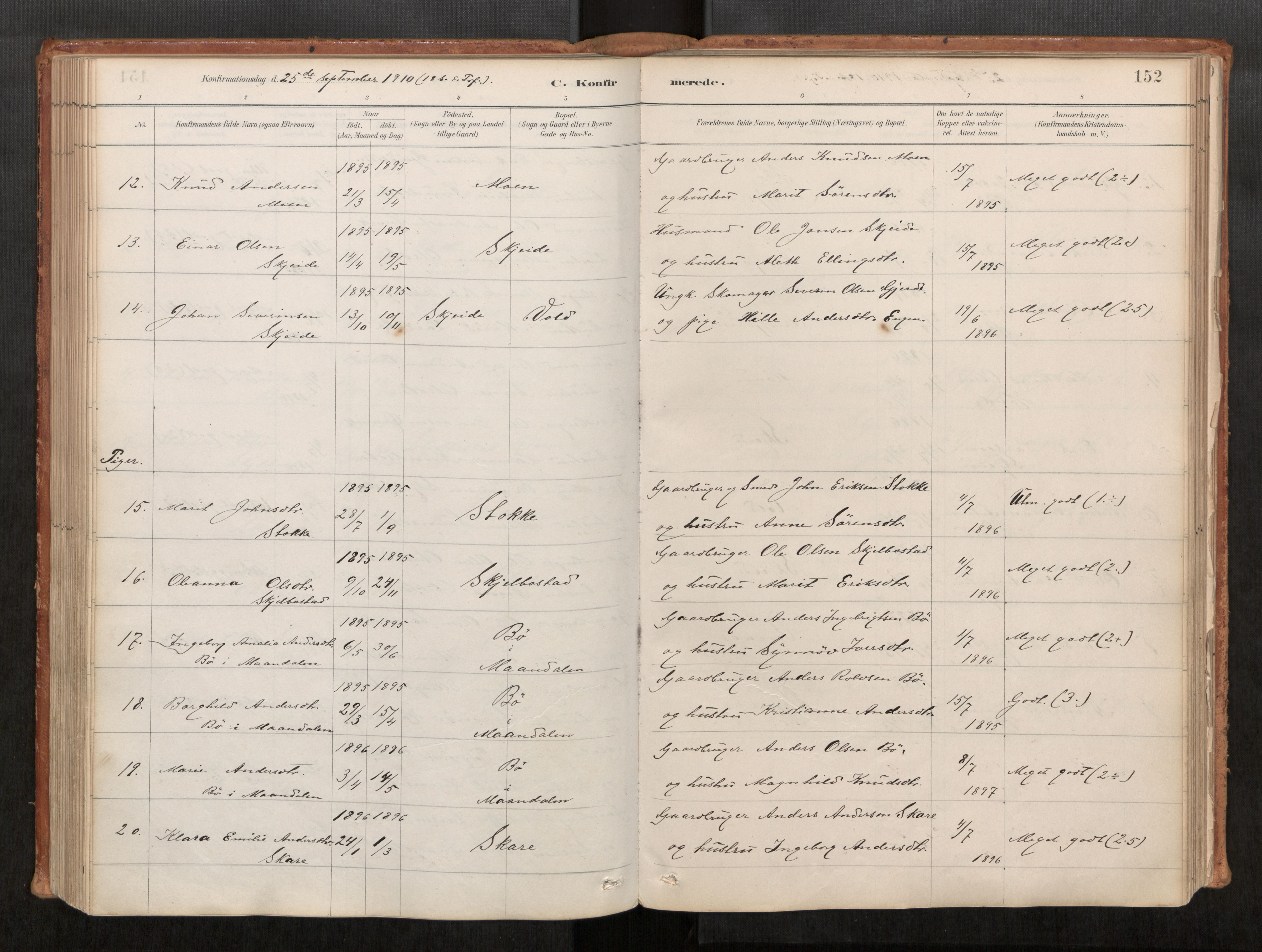 Ministerialprotokoller, klokkerbøker og fødselsregistre - Møre og Romsdal, AV/SAT-A-1454/543/L0568: Parish register (official) no. 543A03, 1885-1915, p. 152