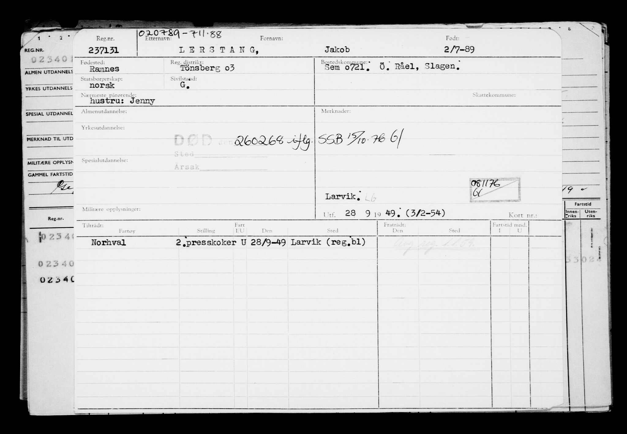 Direktoratet for sjømenn, AV/RA-S-3545/G/Gb/L0006: Hovedkort, 1889, p. 315