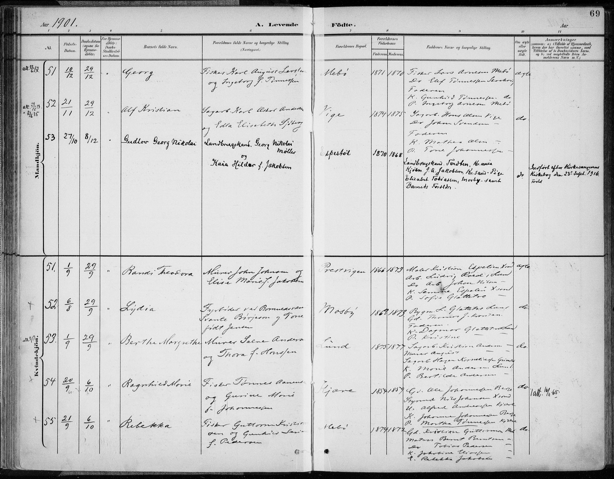 Oddernes sokneprestkontor, AV/SAK-1111-0033/F/Fa/Faa/L0010: Parish register (official) no. A 10, 1897-1911, p. 69