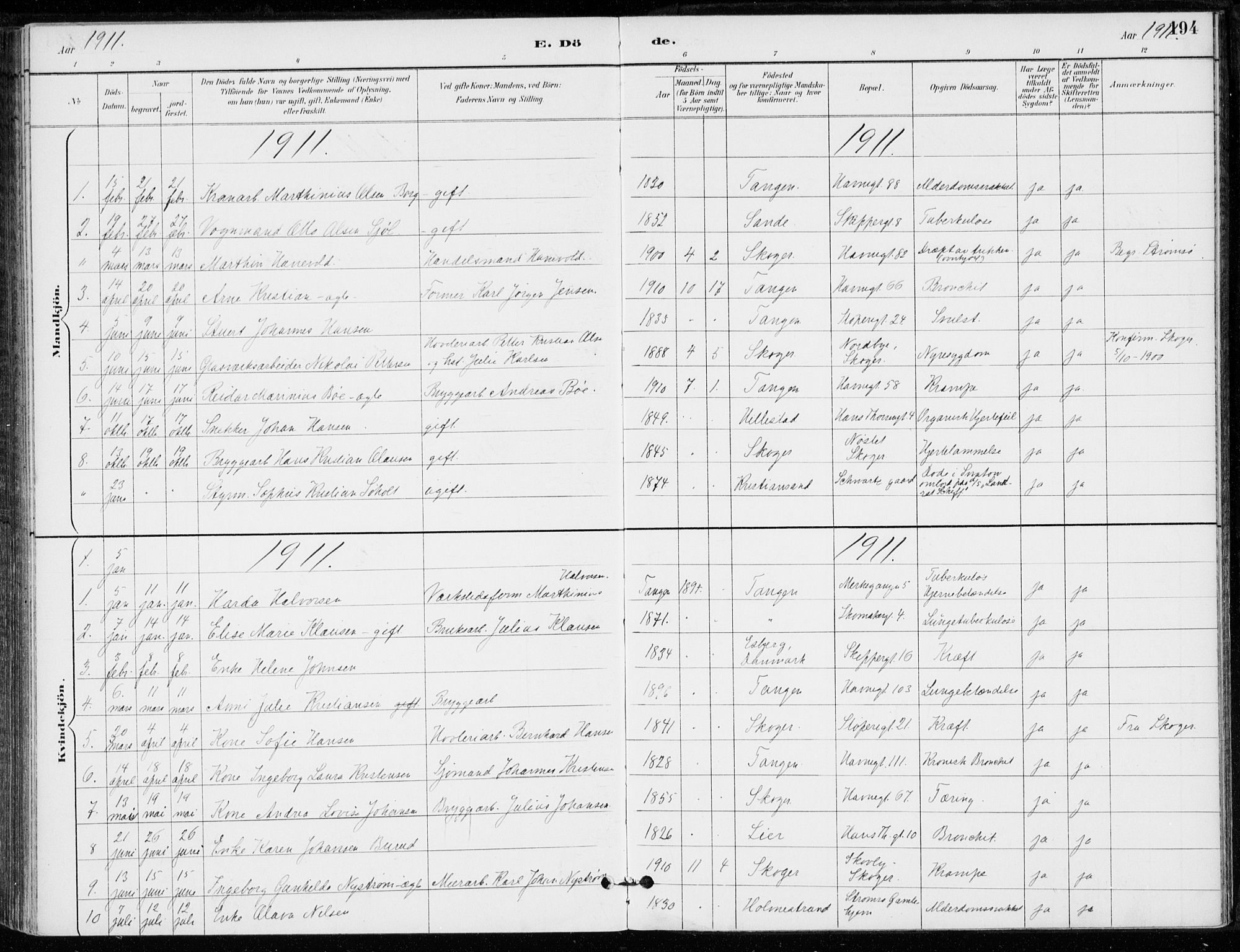 Strømsø kirkebøker, SAKO/A-246/F/Fb/L0007: Parish register (official) no. II 7, 1887-1928, p. 194