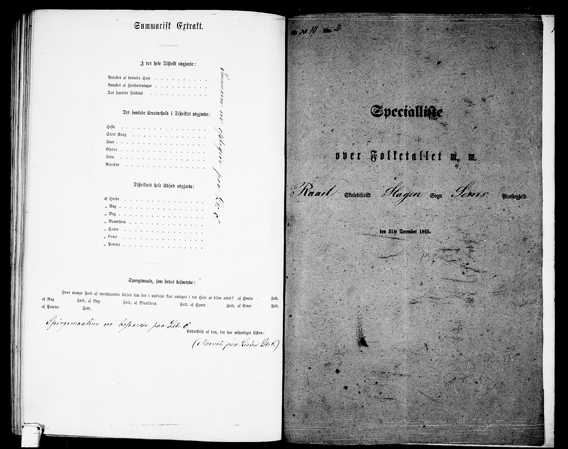 RA, 1865 census for Sem, 1865, p. 191