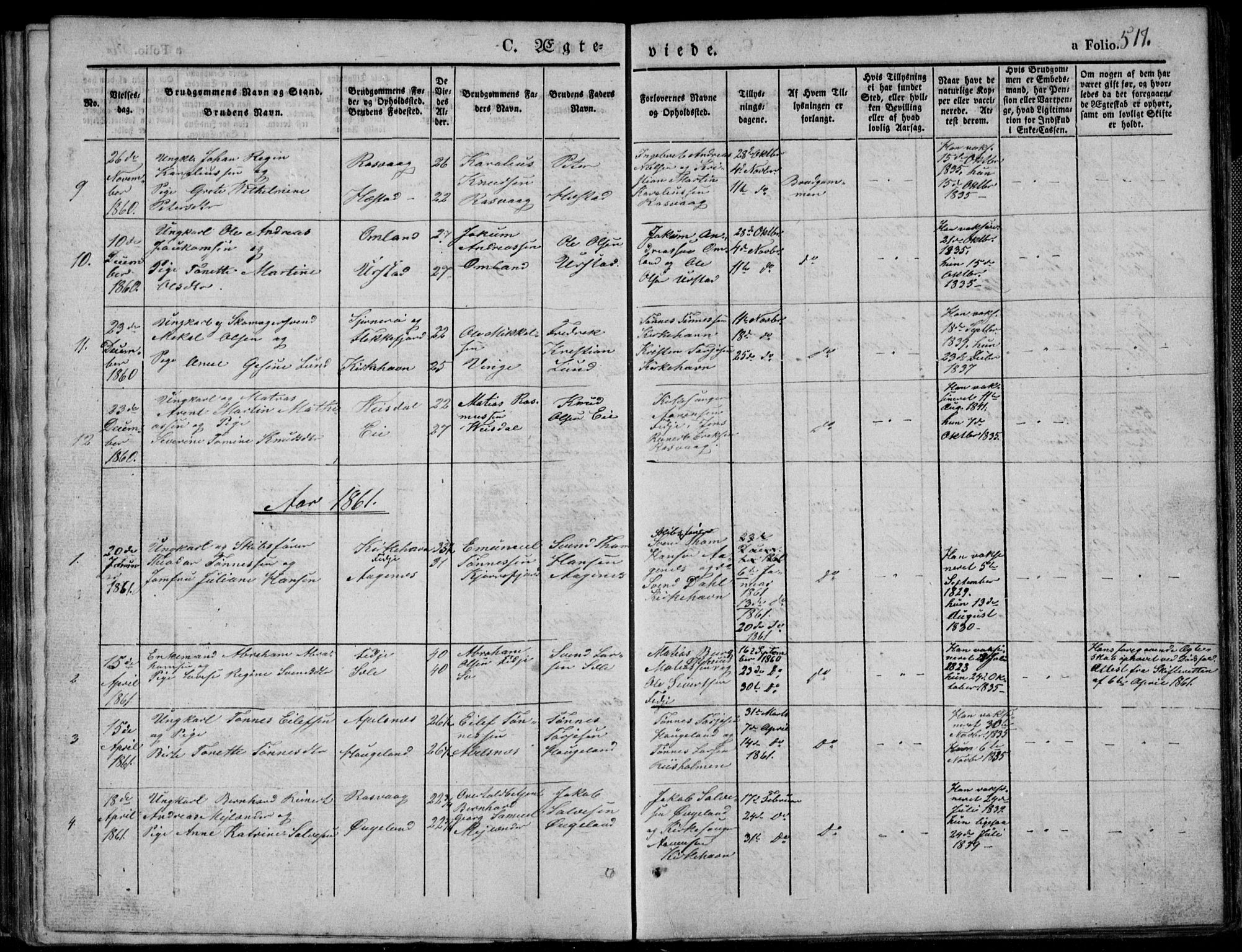 Flekkefjord sokneprestkontor, SAK/1111-0012/F/Fb/Fbb/L0002: Parish register (copy) no. B 2b, 1831-1866, p. 517