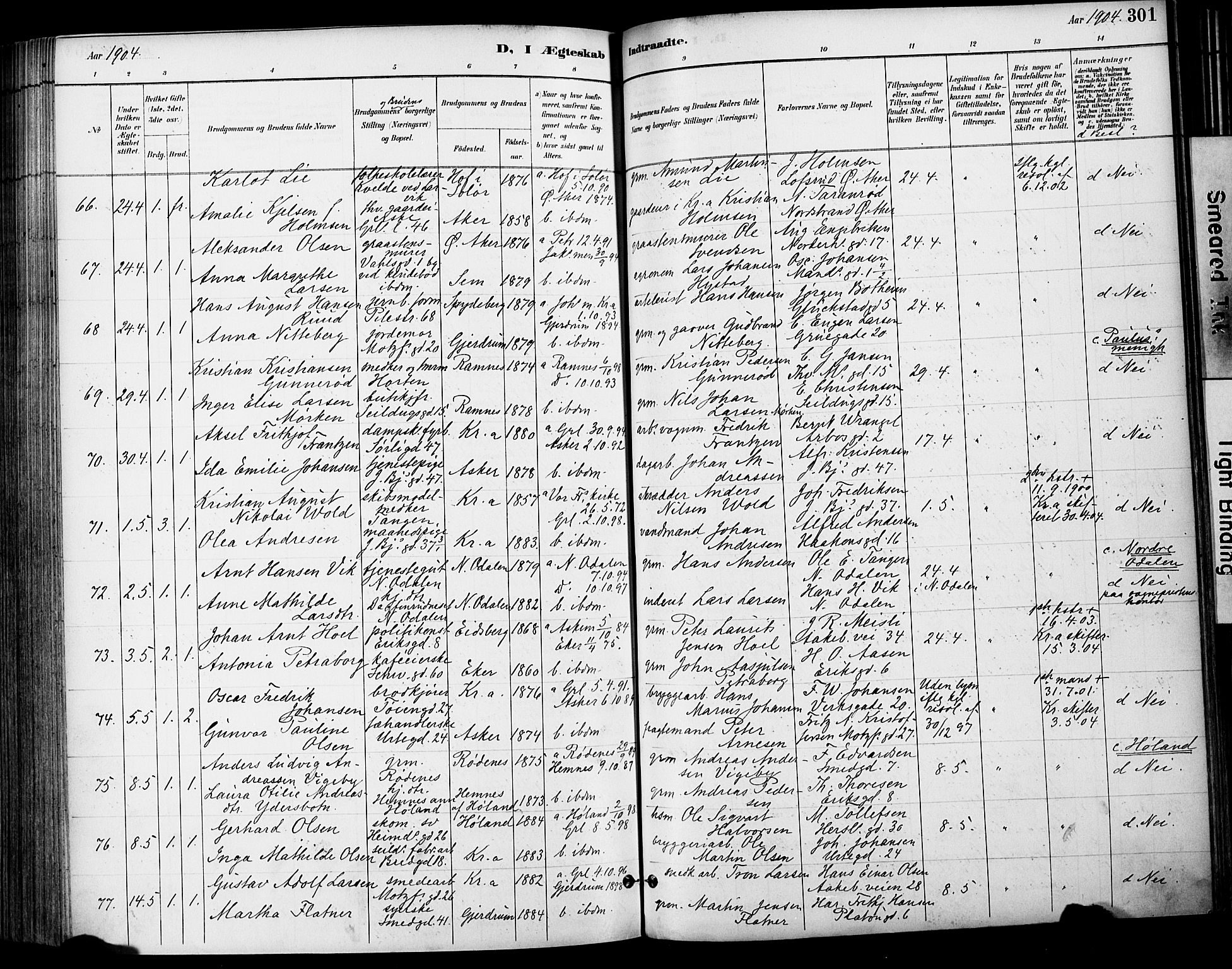 Grønland prestekontor Kirkebøker, SAO/A-10848/F/Fa/L0013: Parish register (official) no. 13, 1887-1906, p. 301