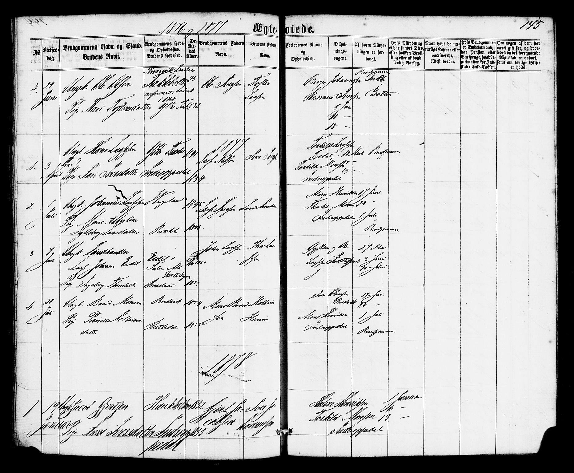 Gulen sokneprestembete, SAB/A-80201/H/Haa/Haac/L0001: Parish register (official) no. C 1, 1859-1881, p. 145
