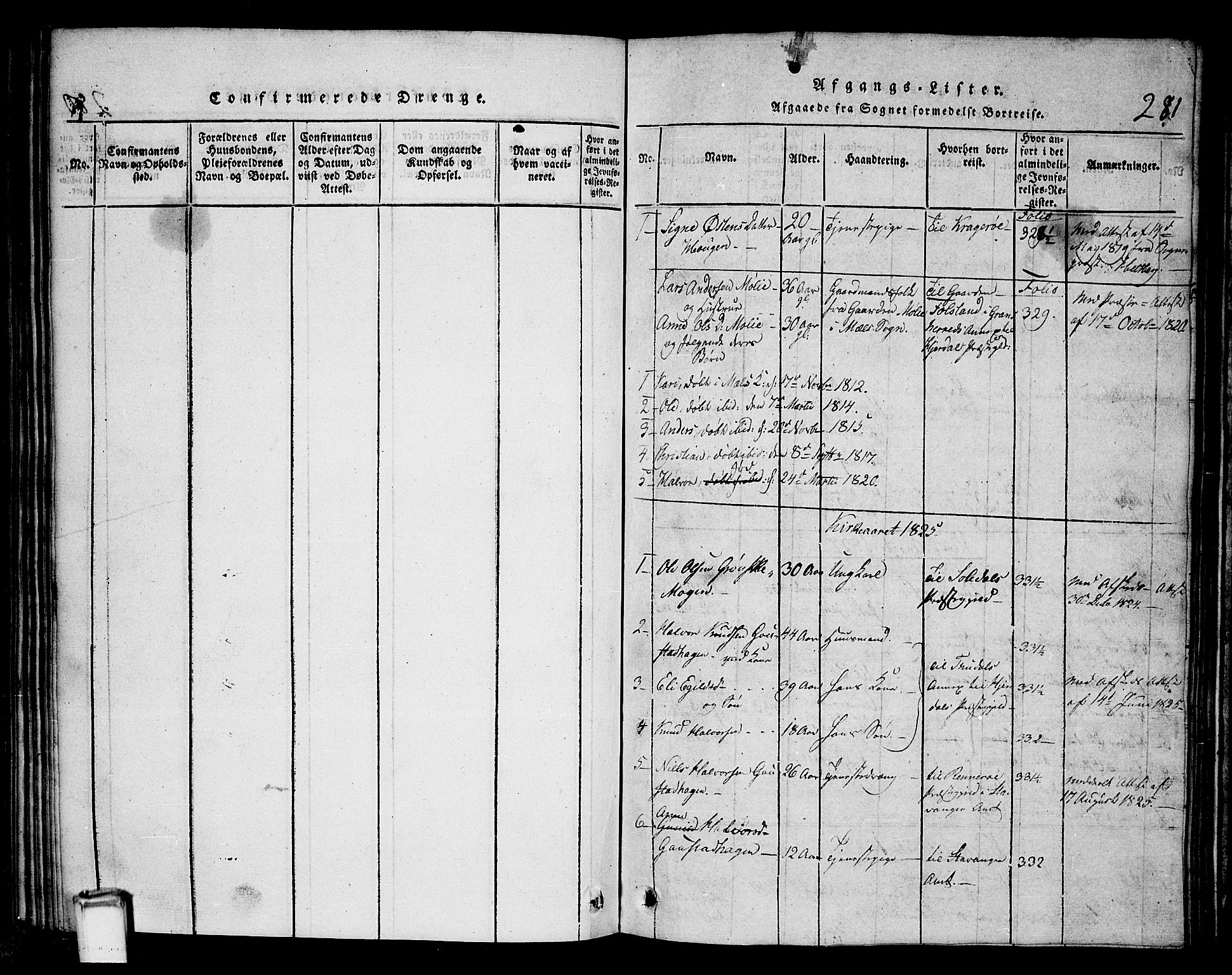 Tinn kirkebøker, SAKO/A-308/G/Gb/L0001: Parish register (copy) no. II 1 /1, 1815-1850, p. 281