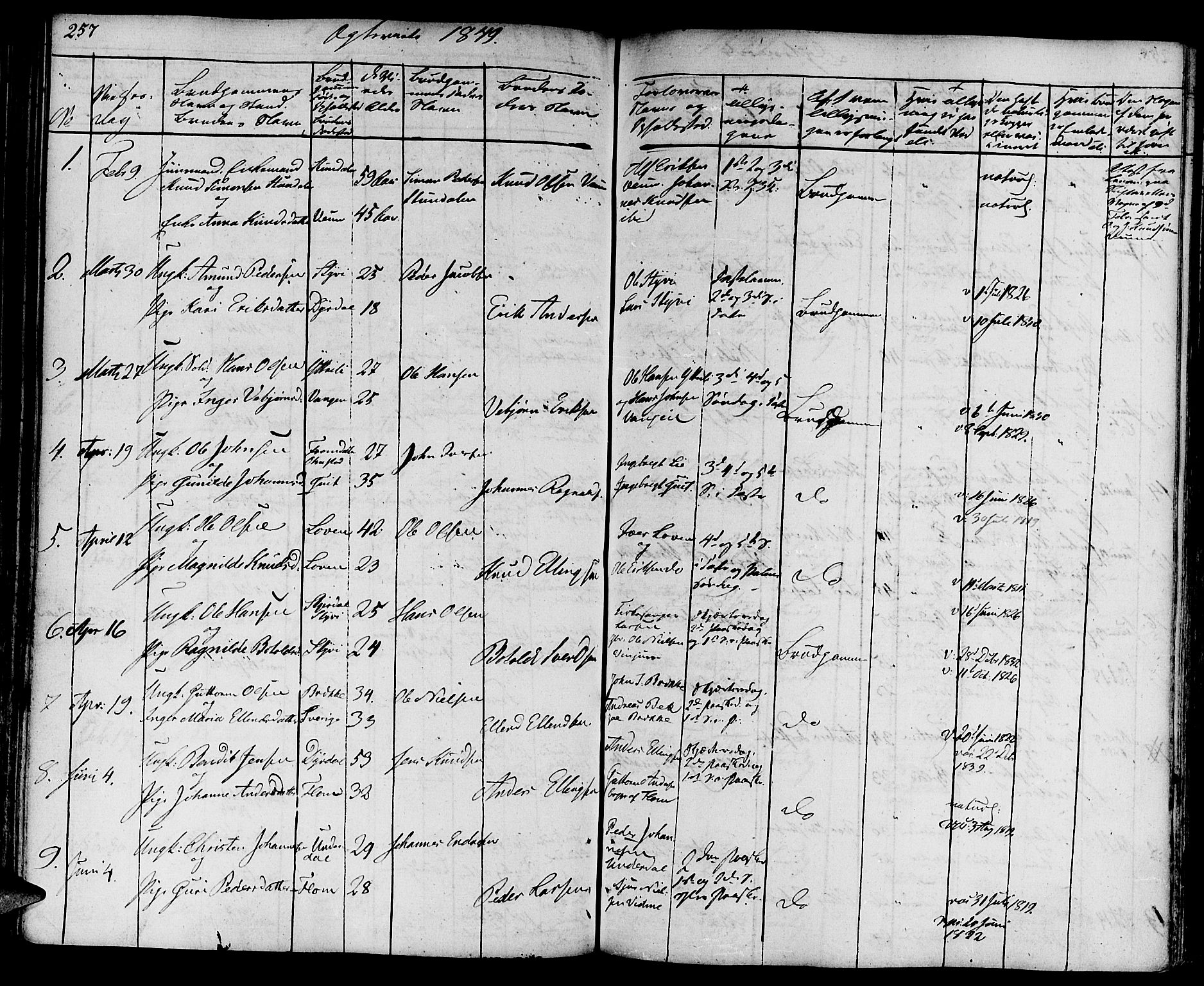Aurland sokneprestembete, SAB/A-99937/H/Ha/Haa/L0006: Parish register (official) no. A 6, 1821-1859, p. 257