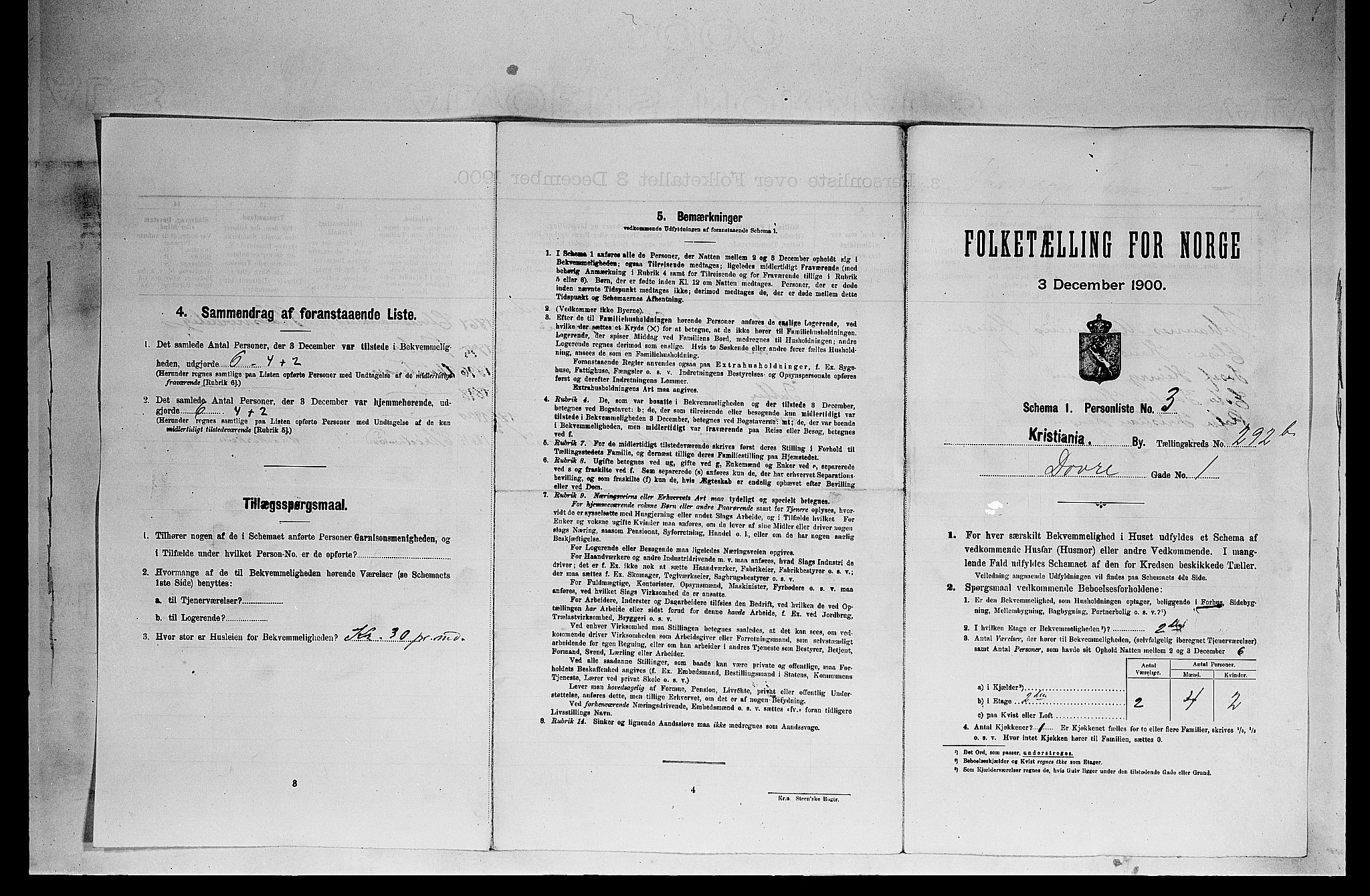 SAO, 1900 census for Kristiania, 1900, p. 16109