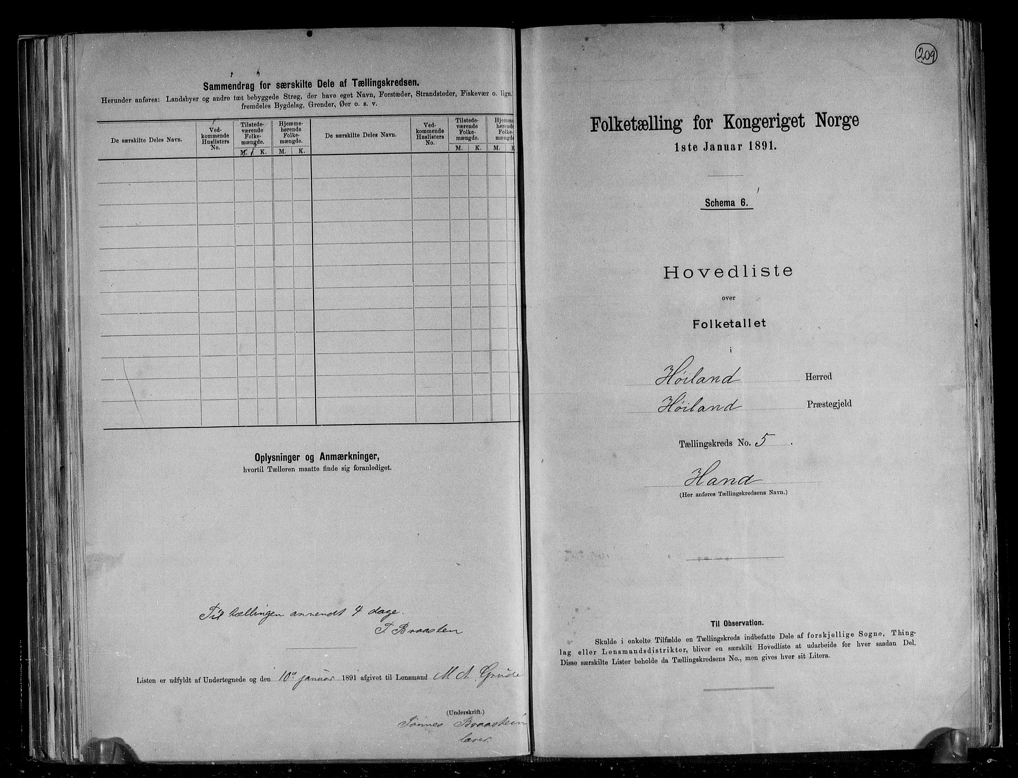 RA, 1891 census for 1123 Høyland, 1891, p. 12