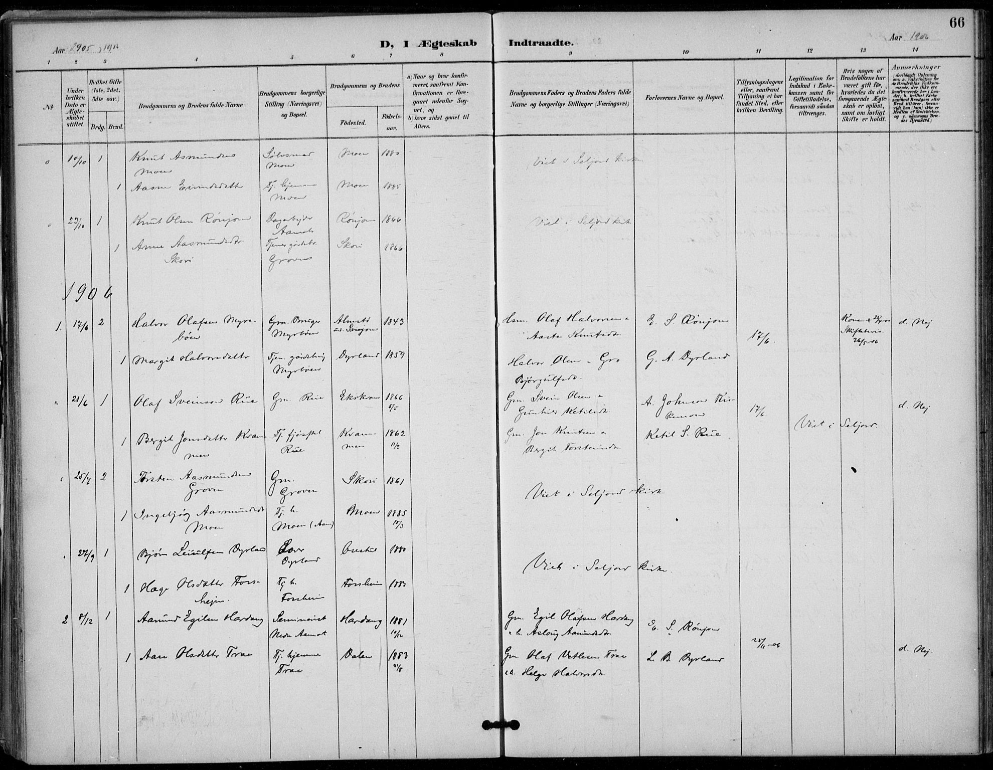 Seljord kirkebøker, SAKO/A-20/F/Fc/L0002: Parish register (official) no. III 2, 1887-1920, p. 66