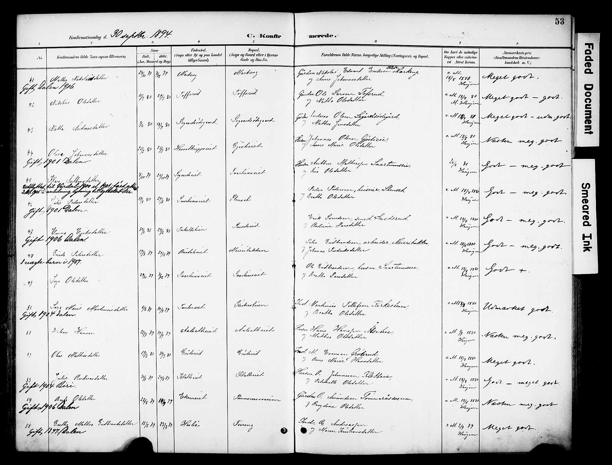 Biri prestekontor, SAH/PREST-096/H/Ha/Haa/L0008: Parish register (official) no. 8, 1894-1901, p. 53
