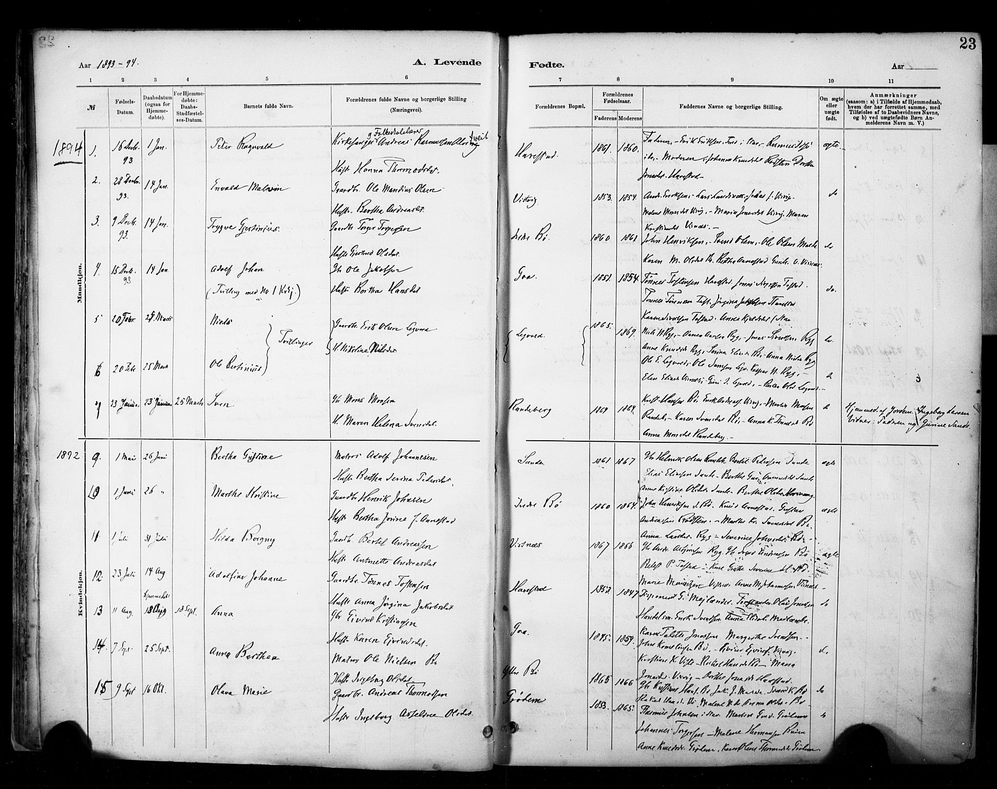 Hetland sokneprestkontor, SAST/A-101826/30/30BA/L0009: Parish register (official) no. A 9, 1882-1918, p. 23