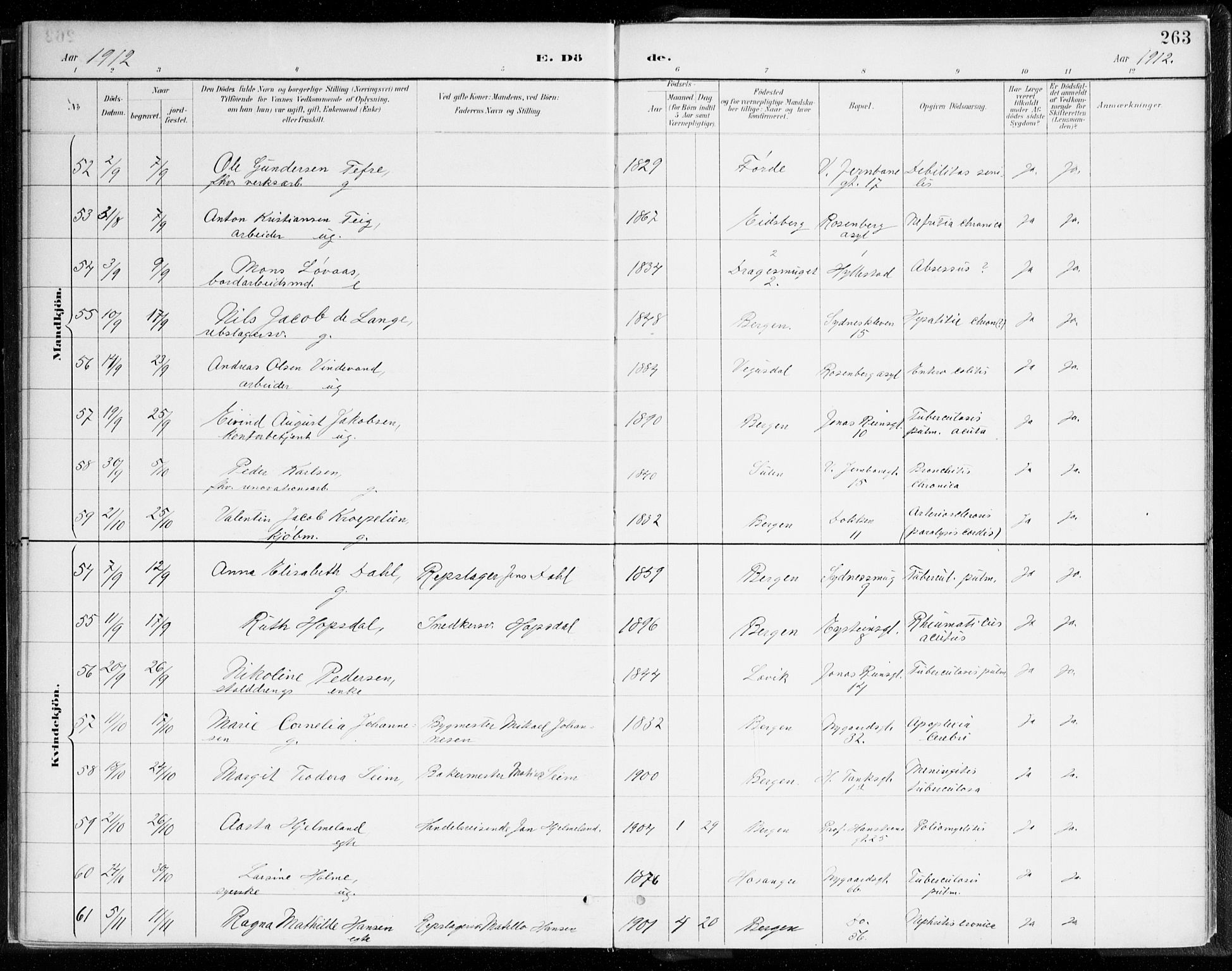 Johanneskirken sokneprestembete, AV/SAB-A-76001/H/Haa/L0019: Parish register (official) no. E 1, 1885-1915, p. 263