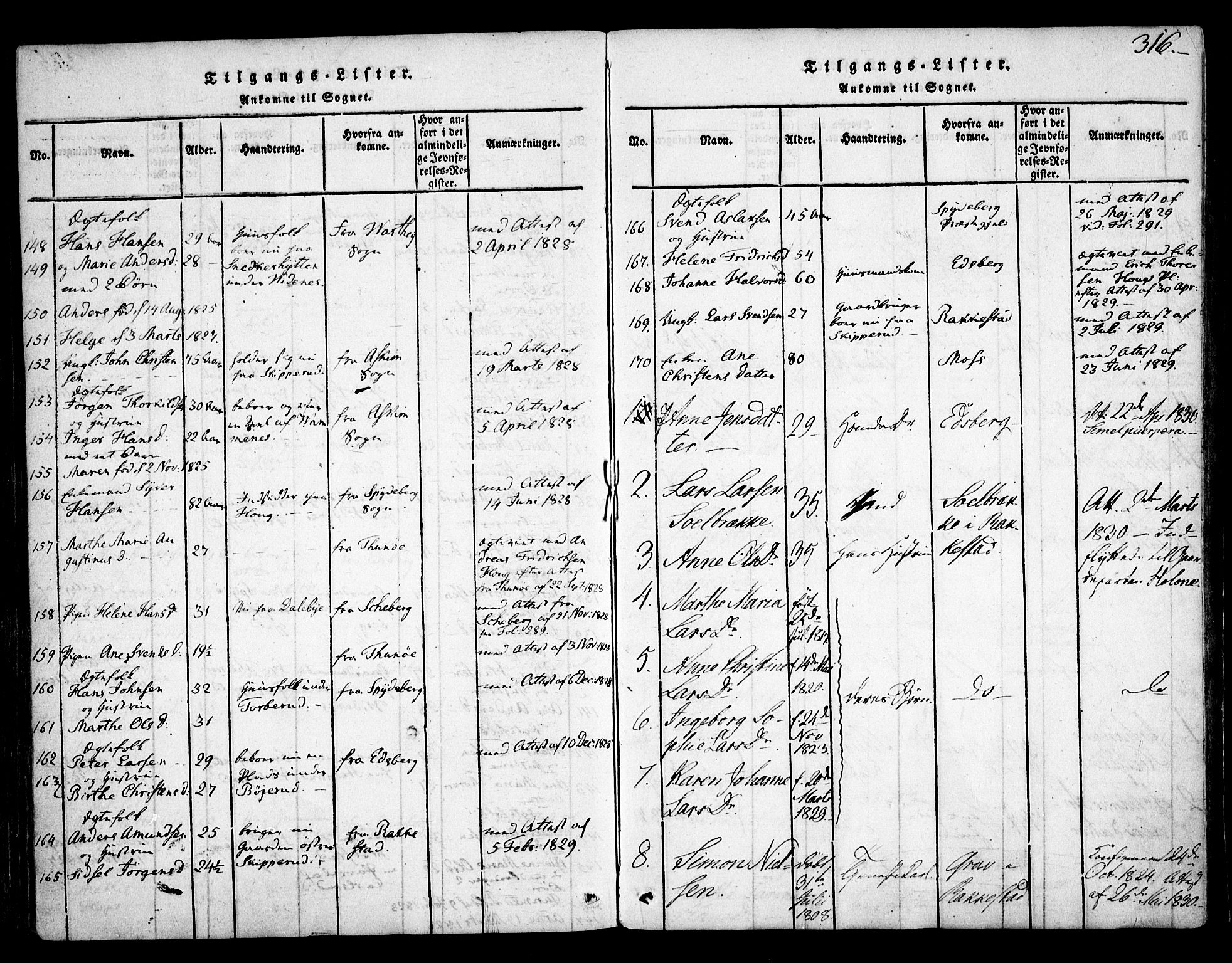 Skiptvet prestekontor Kirkebøker, AV/SAO-A-20009/F/Fa/L0005: Parish register (official) no. 5, 1814-1838, p. 316