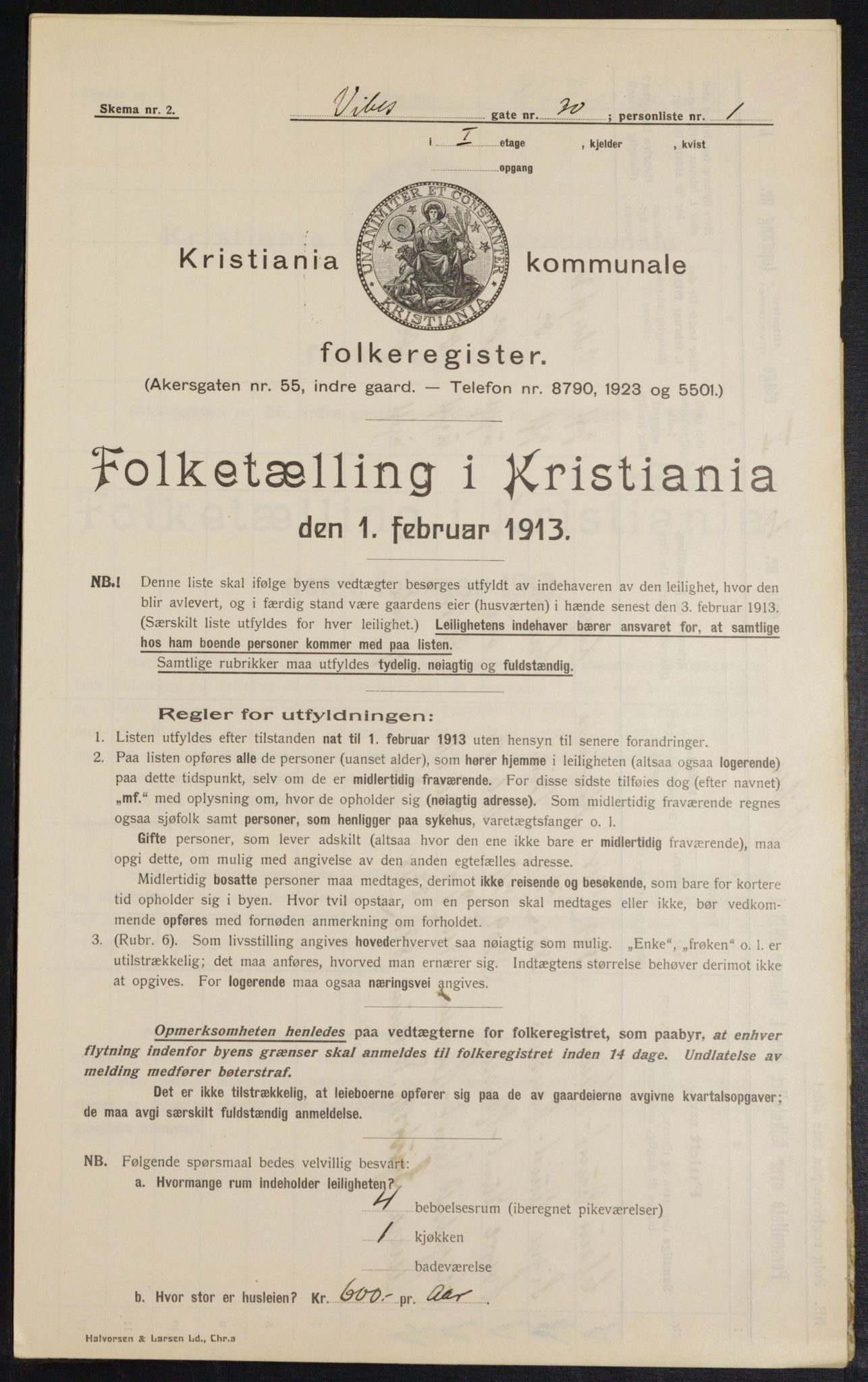 OBA, Municipal Census 1913 for Kristiania, 1913, p. 123324