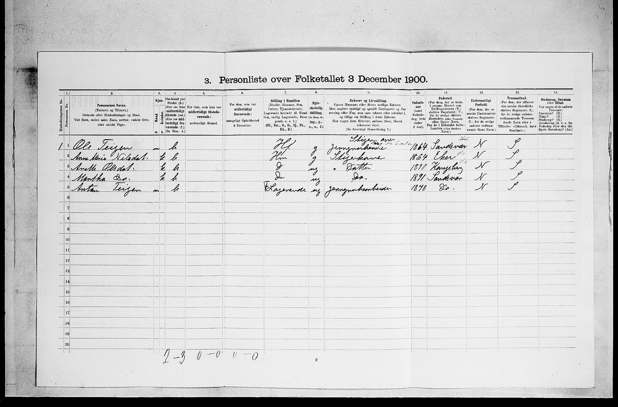 SAKO, 1900 census for Holla, 1900, p. 626