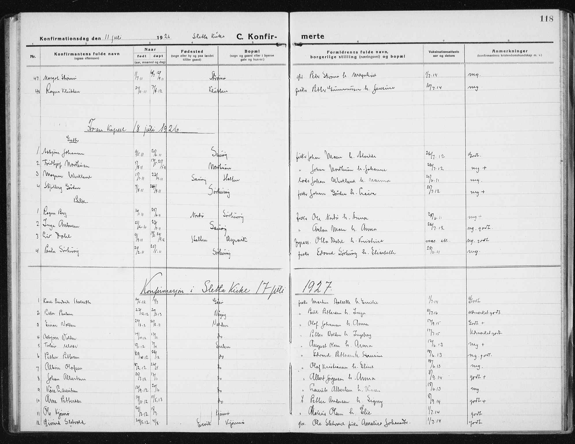 Ministerialprotokoller, klokkerbøker og fødselsregistre - Sør-Trøndelag, SAT/A-1456/640/L0589: Parish register (copy) no. 640C06, 1922-1934, p. 118