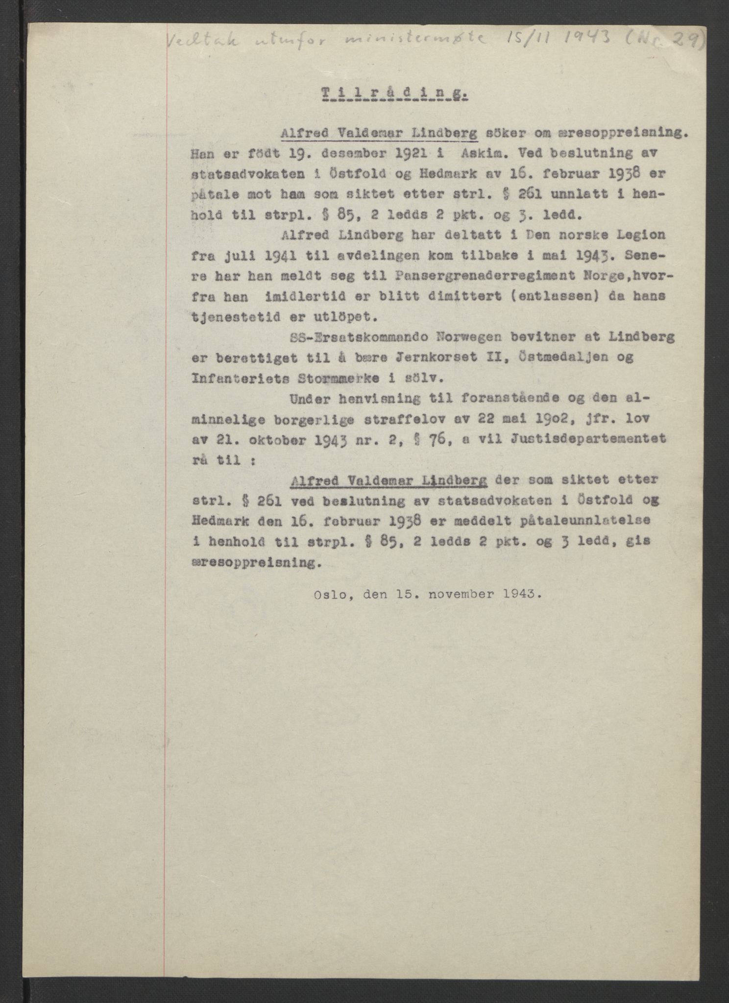 NS-administrasjonen 1940-1945 (Statsrådsekretariatet, de kommisariske statsråder mm), AV/RA-S-4279/D/Db/L0090: Foredrag til vedtak utenfor ministermøte, 1942-1945, p. 114