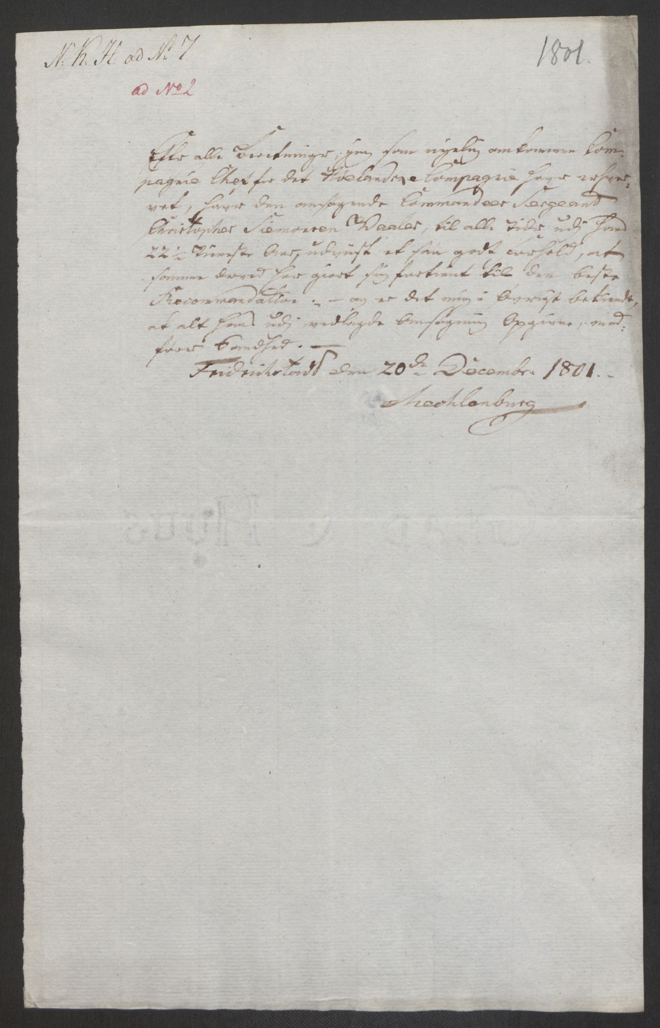 Forsvaret, Den norske kvesthuskasse/krigshospitalkasse, AV/RA-RAFA-1887/F/Fa/L0017: Innkomne brev:, 1782-1807, p. 488