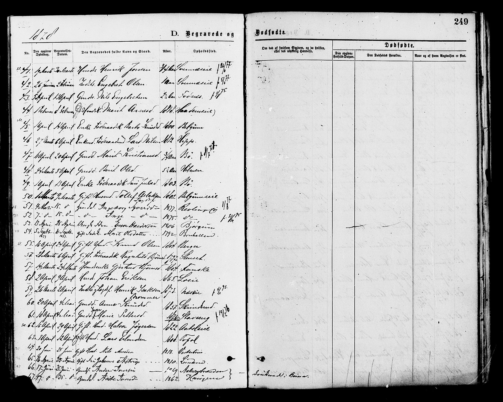 Nord-Aurdal prestekontor, SAH/PREST-132/H/Ha/Haa/L0009: Parish register (official) no. 9, 1876-1882, p. 249