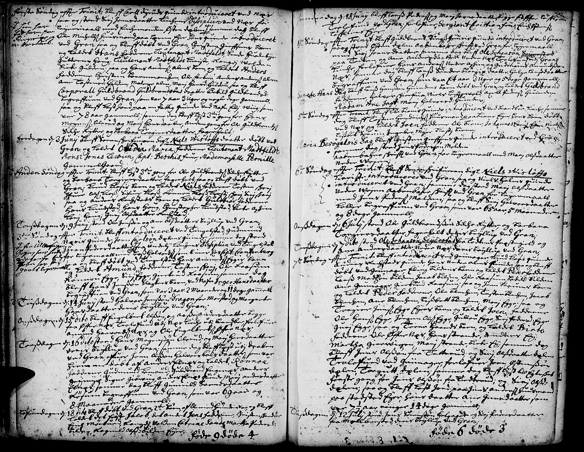 Gran prestekontor, SAH/PREST-112/H/Ha/Haa/L0001: Parish register (official) no. 1, 1707-1731, p. 42