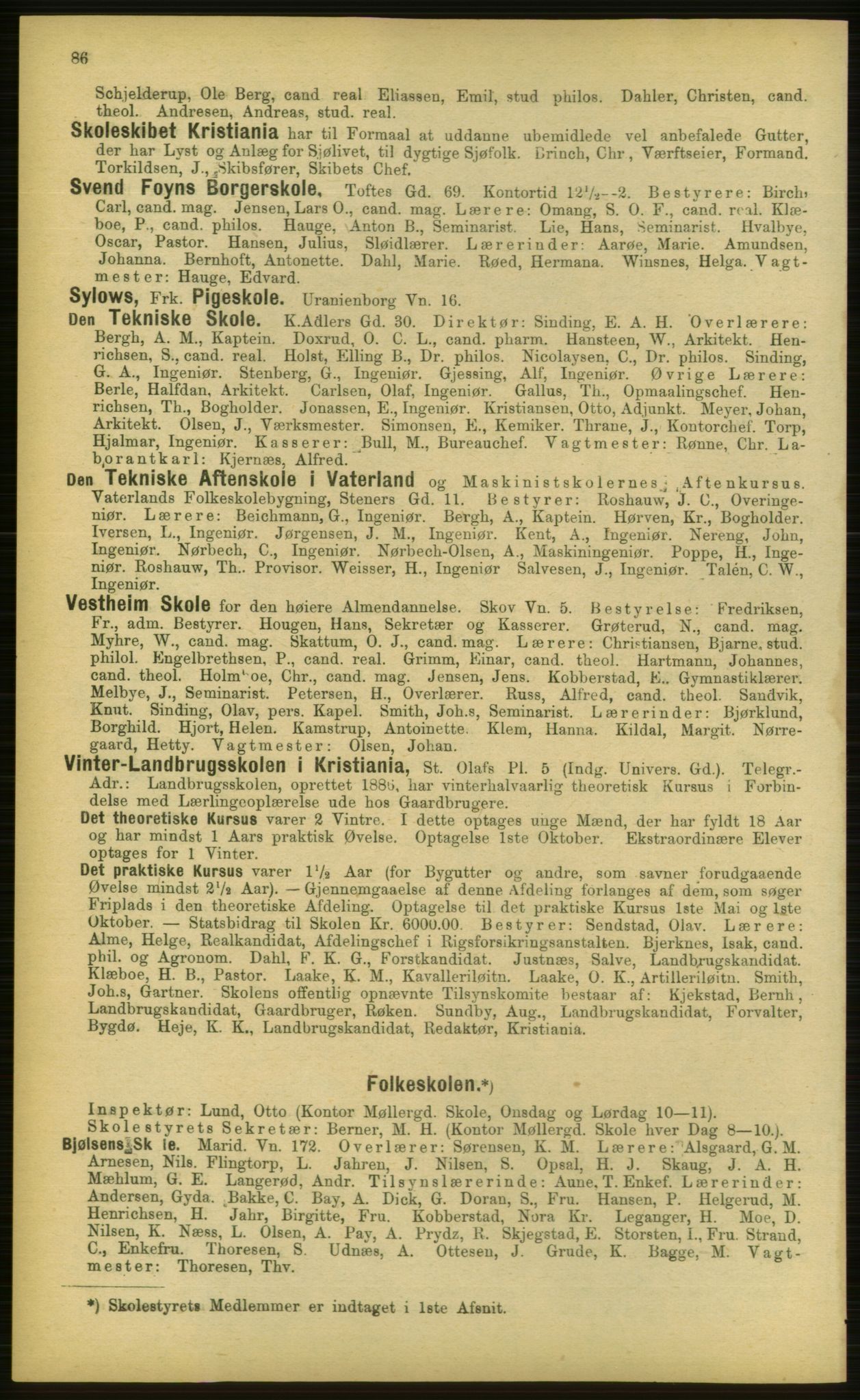 Kristiania/Oslo adressebok, PUBL/-, 1898, p. 86