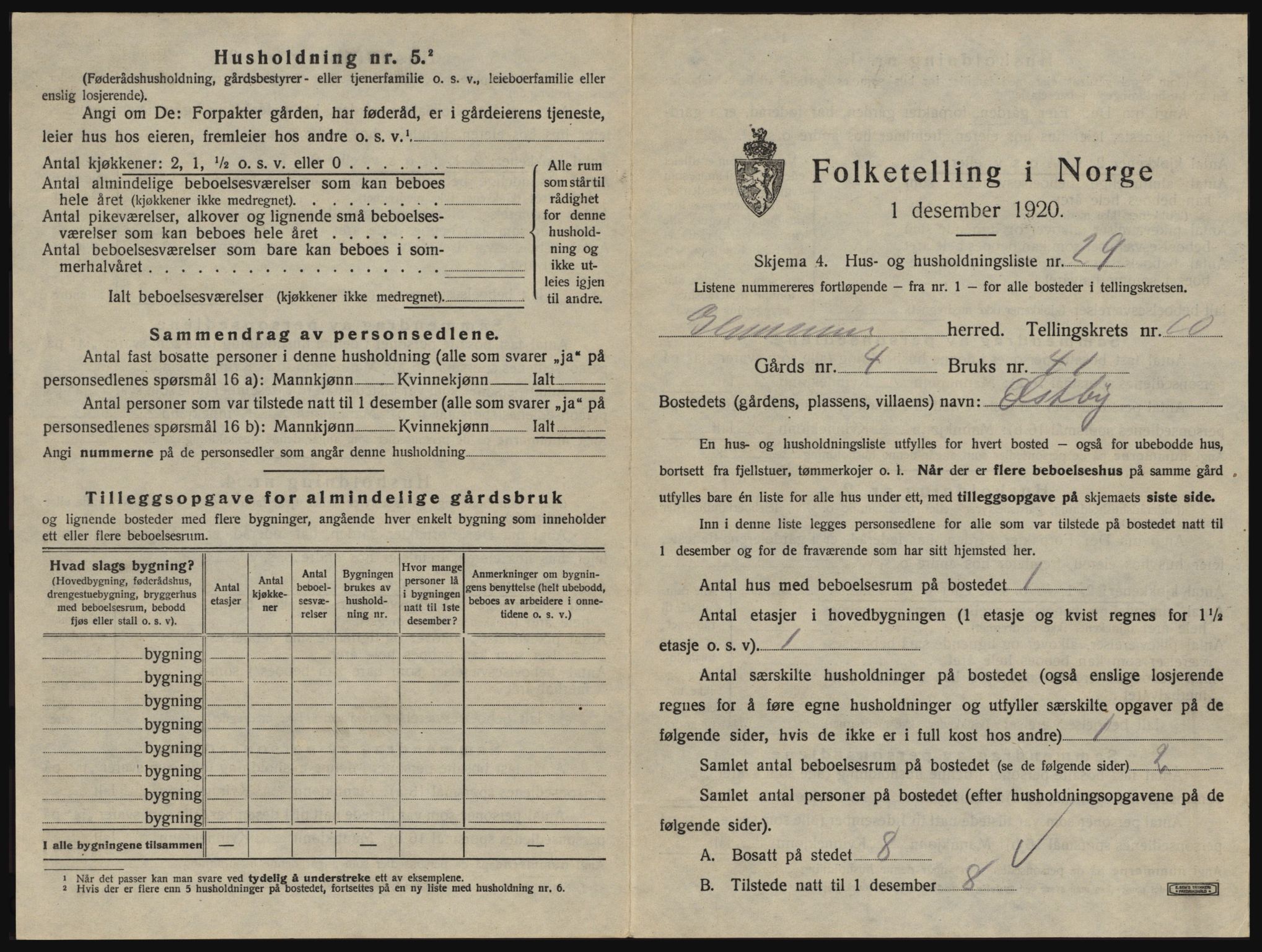 SAO, 1920 census for Glemmen, 1920, p. 1981