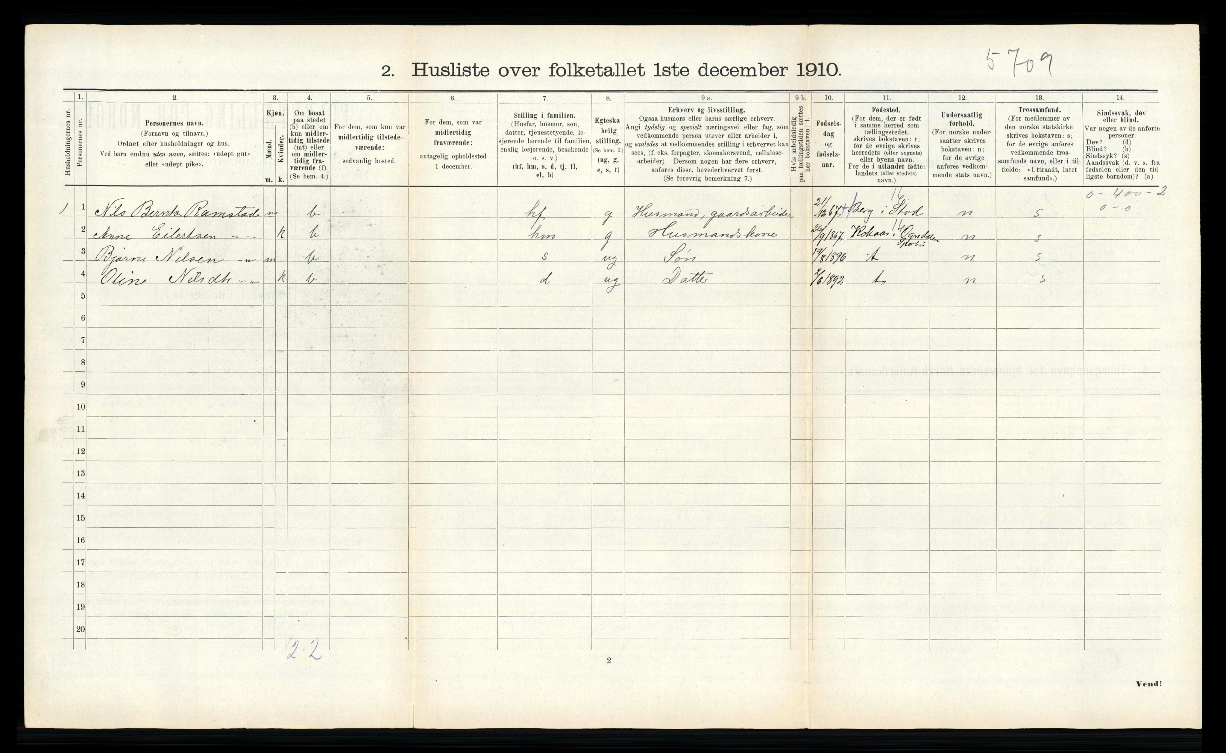 RA, 1910 census for Egge, 1910, p. 172