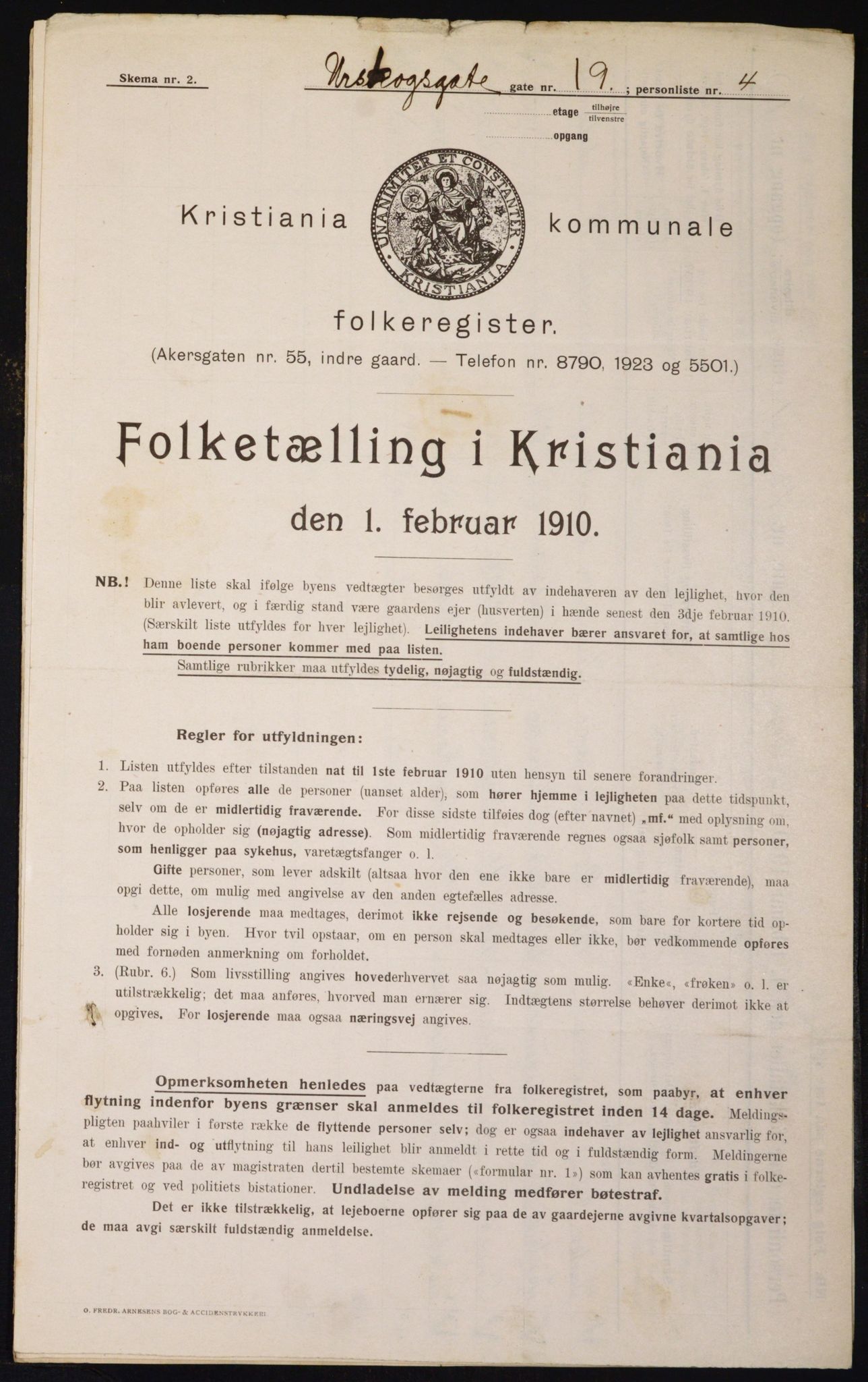 OBA, Municipal Census 1910 for Kristiania, 1910, p. 2521