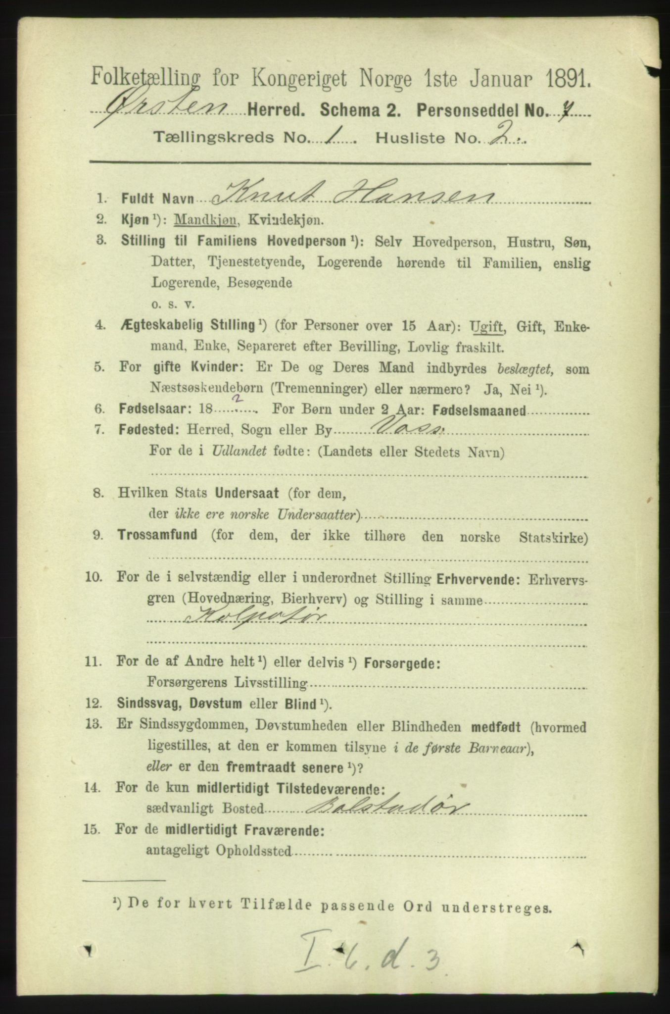 RA, 1891 census for 1520 Ørsta, 1891, p. 81